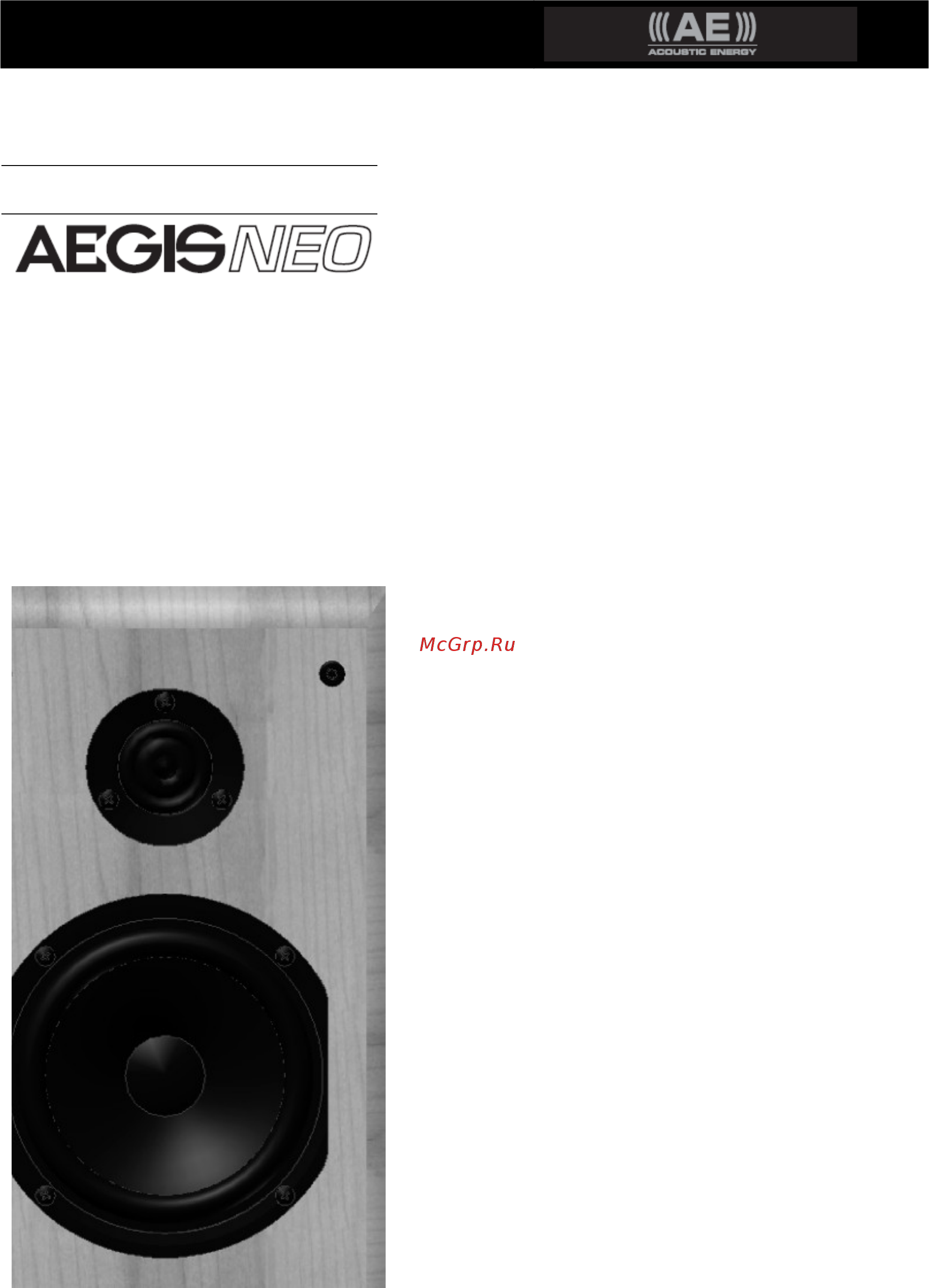 Acoustic Energy Neo One Dark Руководство по эксплуатации онлайн