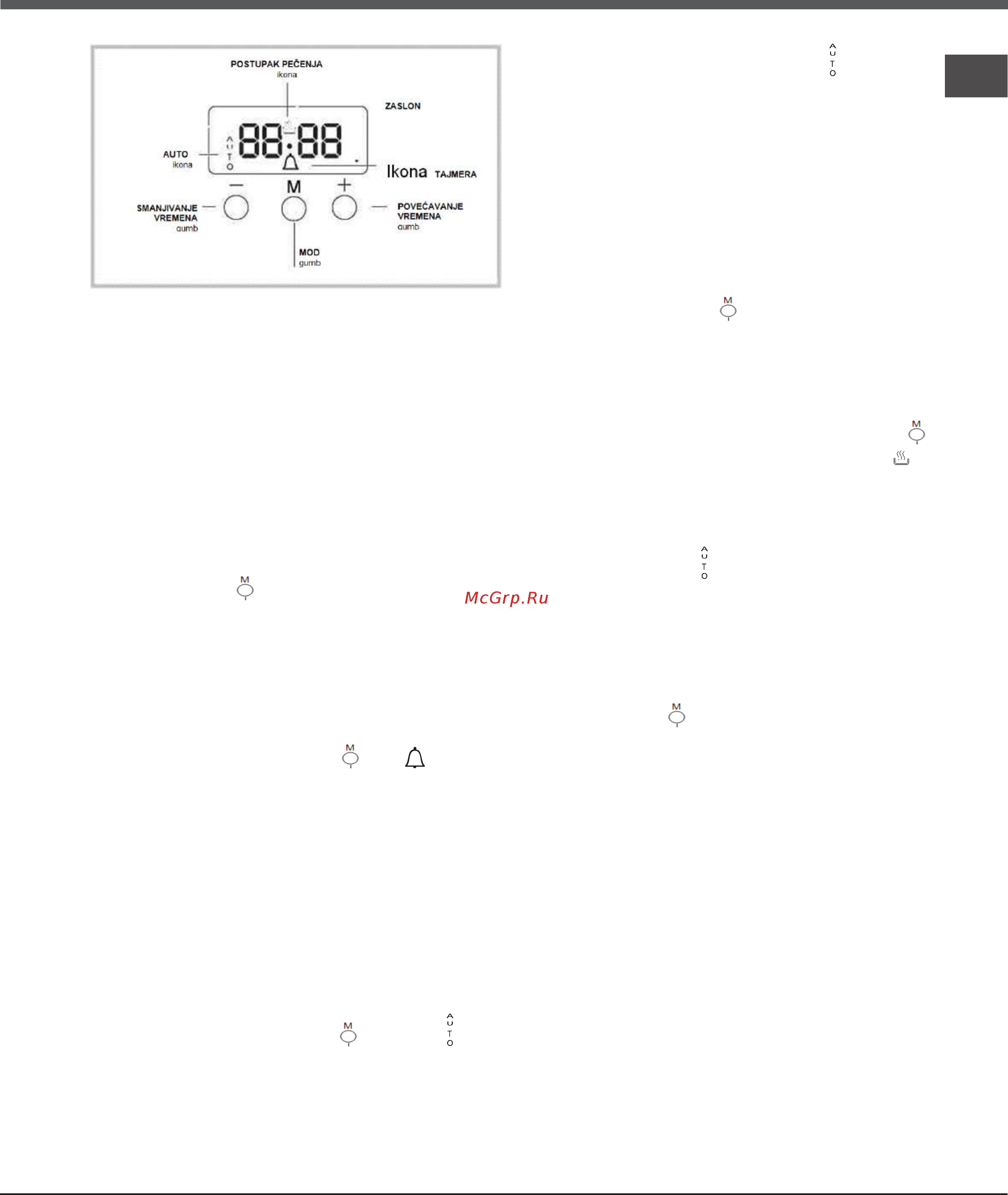 Indesit IS5V5CCX/EU [19/64] Rukovanje satom alarmom u minutama