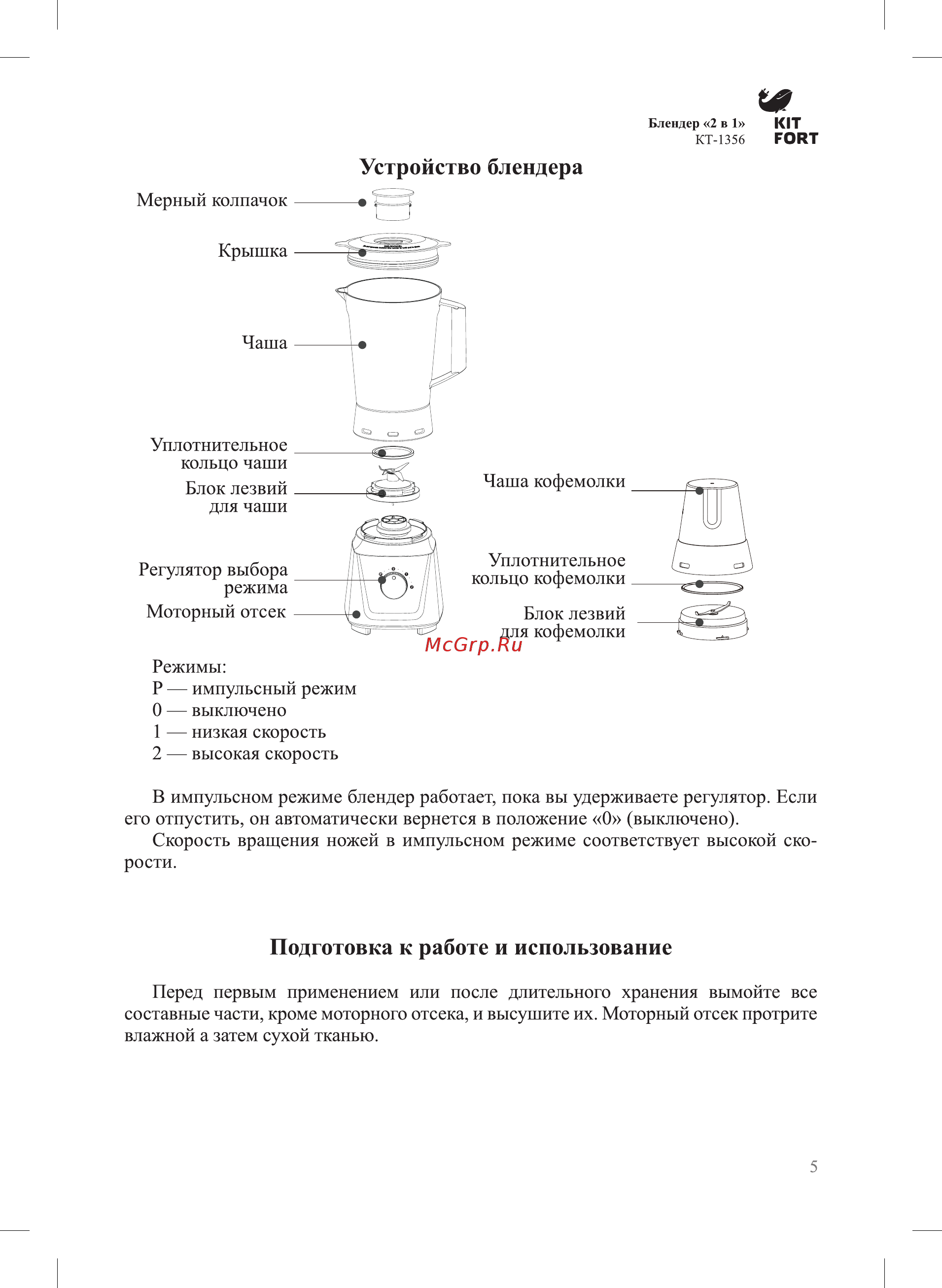 Kitfort КТ-1356-1 [5/16] Устройство блендера
