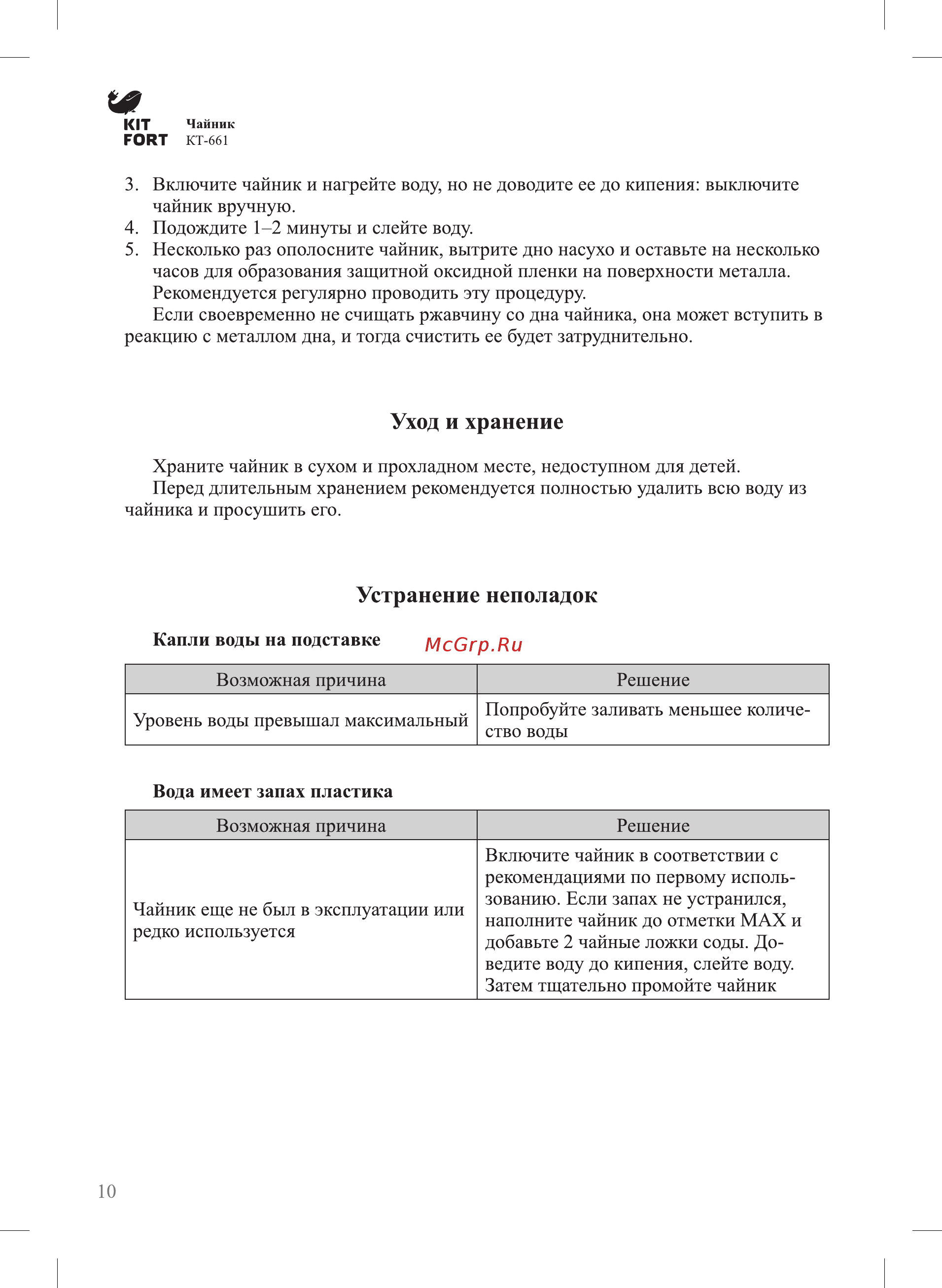 Kitfort КТ-661 [10/16] Устранение неполадок