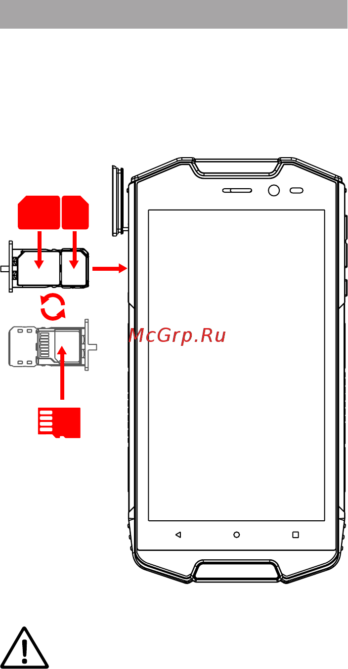 Wigor V2 Black [5/9] Установка sim карт и карты памяти micro sd