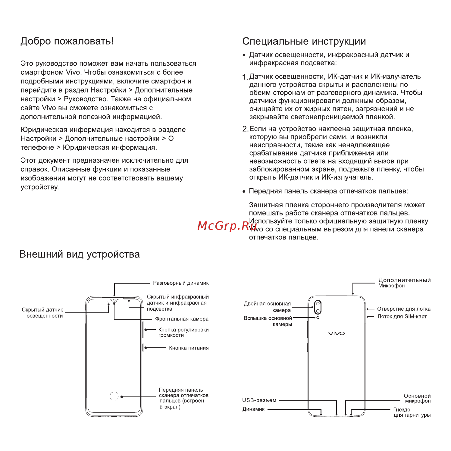 VIVO V11 Starry Night 6GB+128GB (1804) [2/2] Специальные инструкции