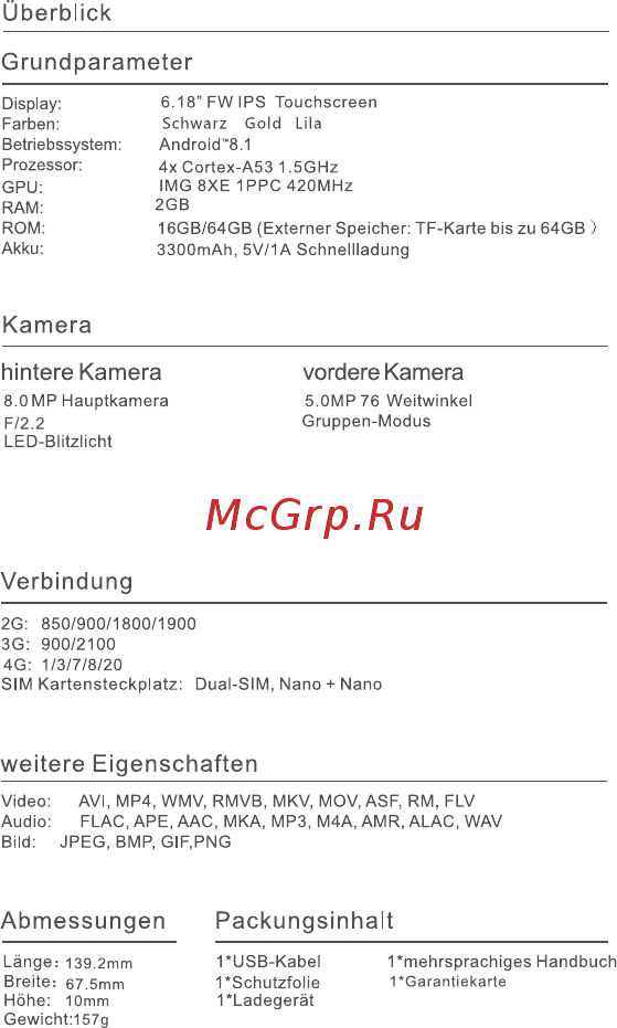 Oukitel C12 Plus Gold [14/40] Abmessungen packungsinhalt