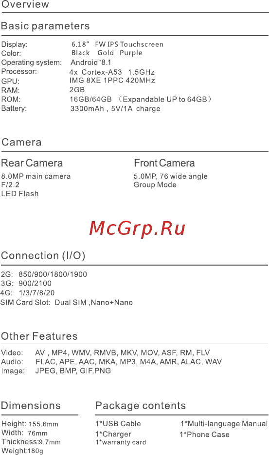 Oukitel C12 Plus Gold [6/40] Basic parameters