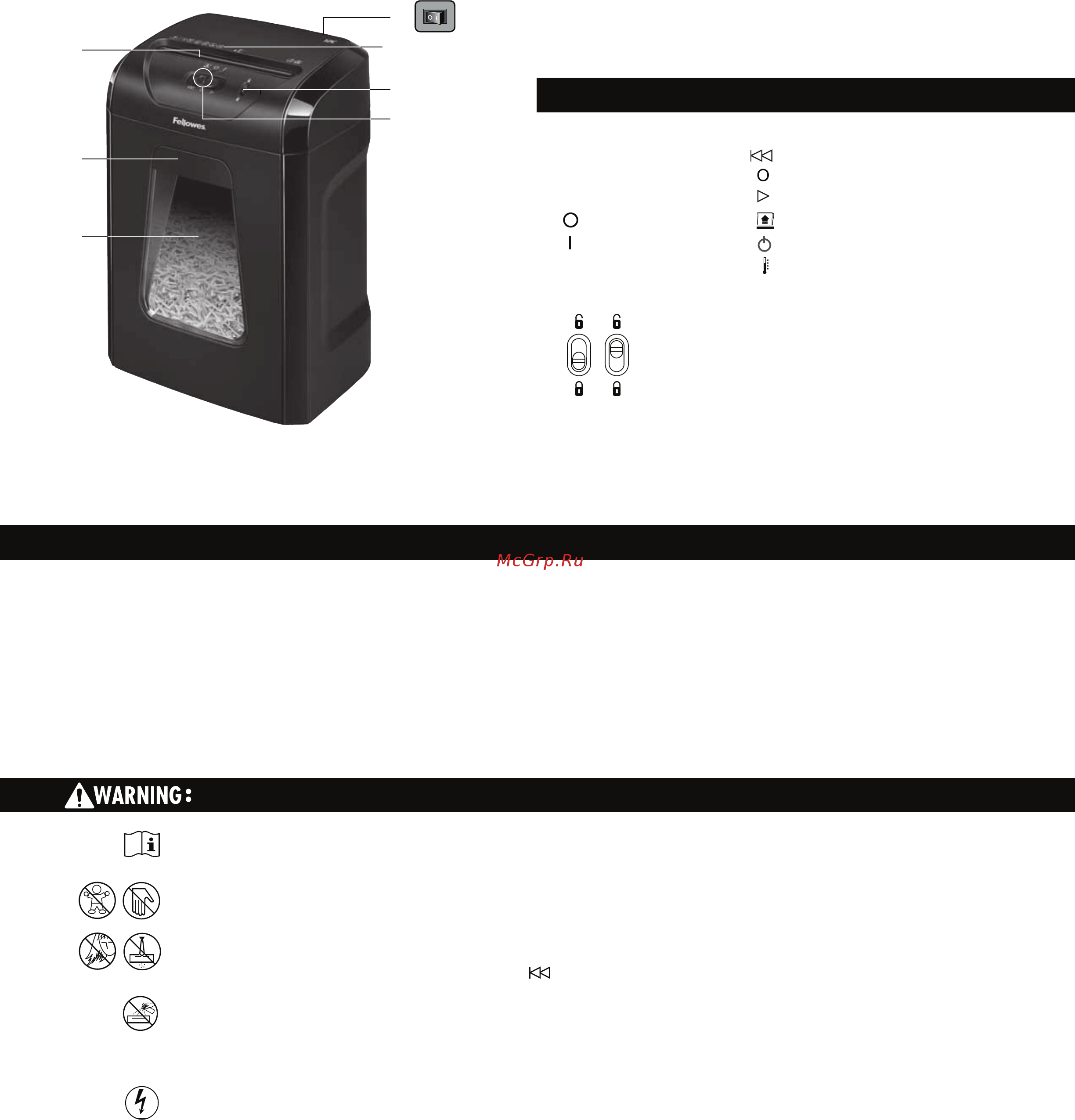 Fellowes Powershred 12C [2/53] Button dow