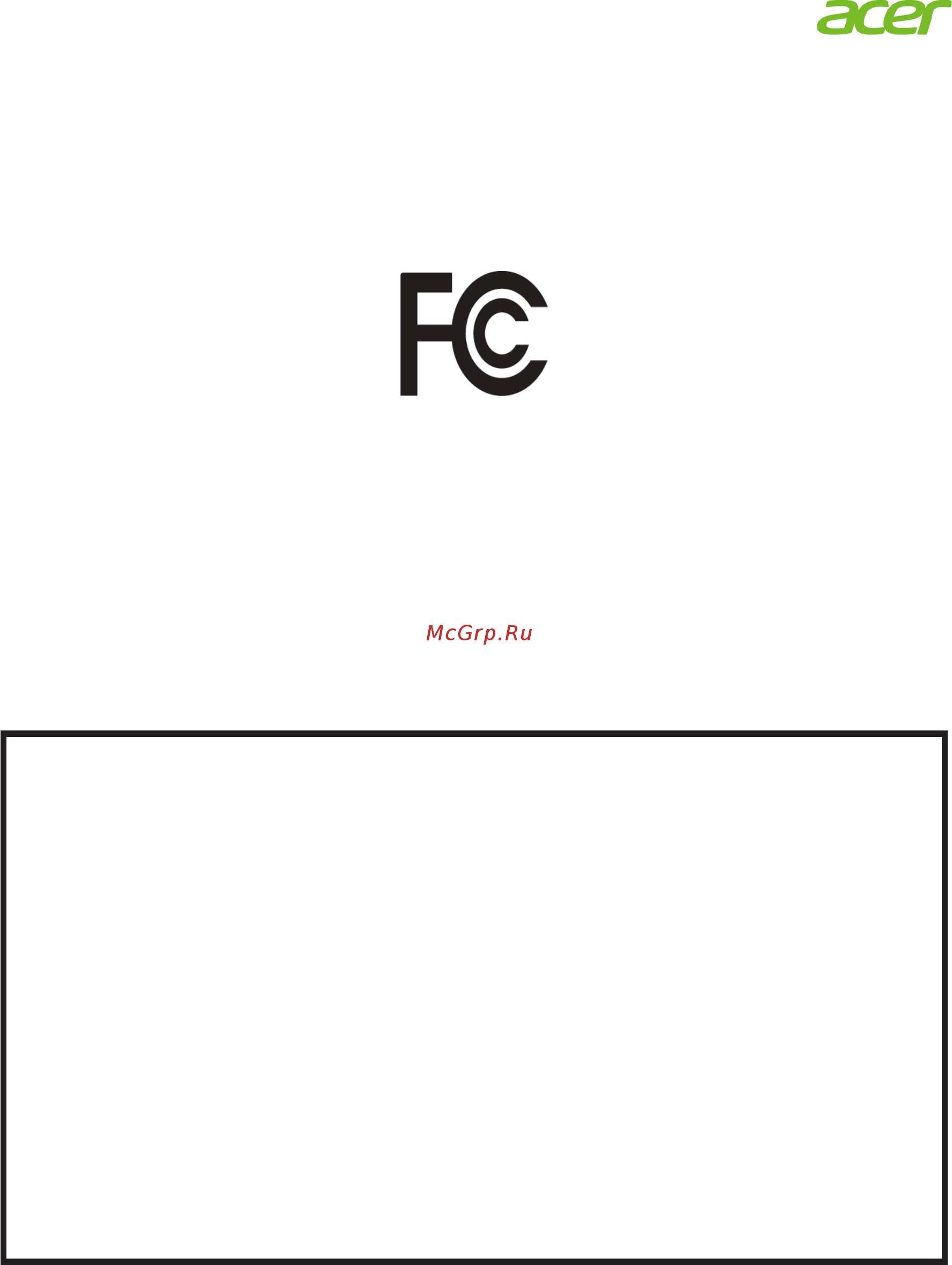 Acer Predator X27bmiphzx [9/30] Federal communications commission declaration of conformity