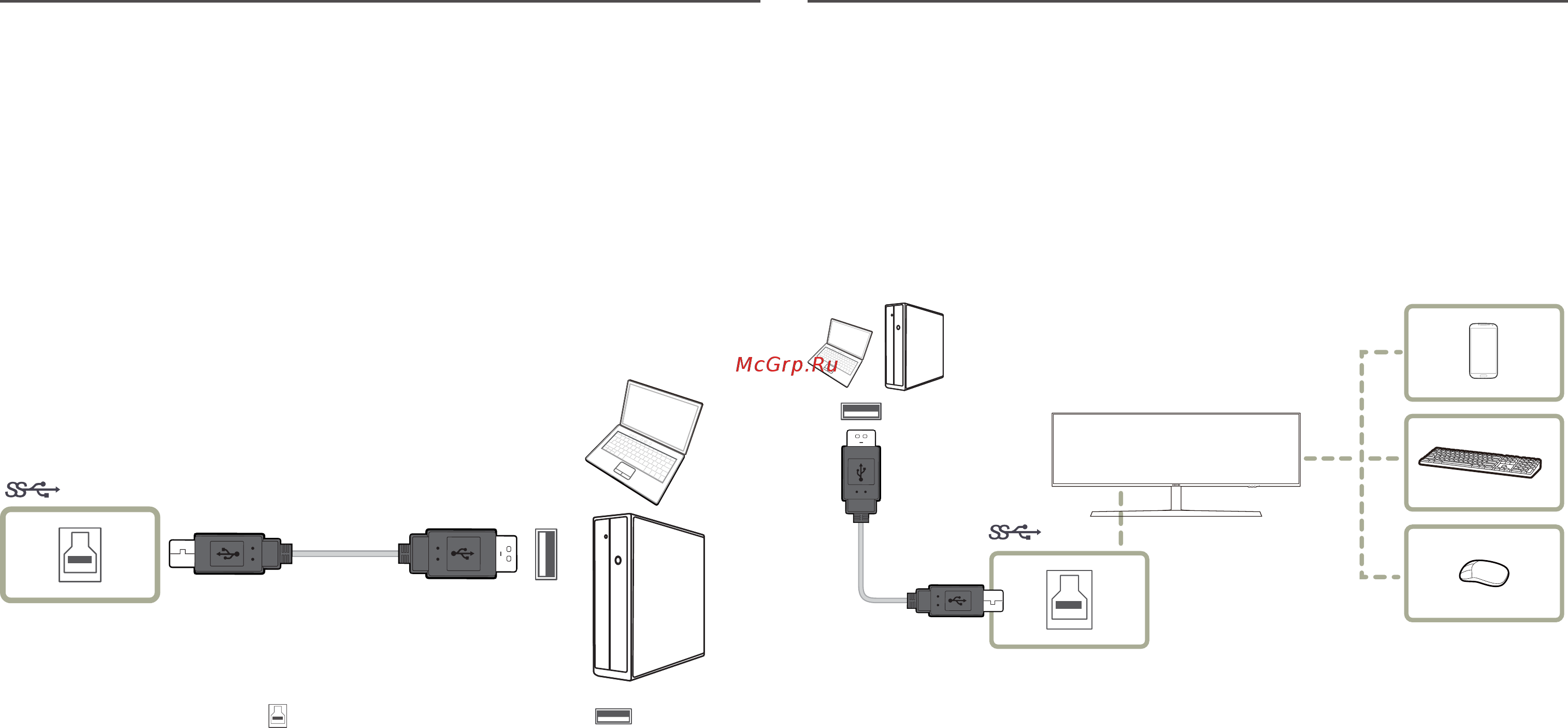 Samsung C49RG90SSI [23/56] Подключение монитора к компьютеру в качестве usb концентратора