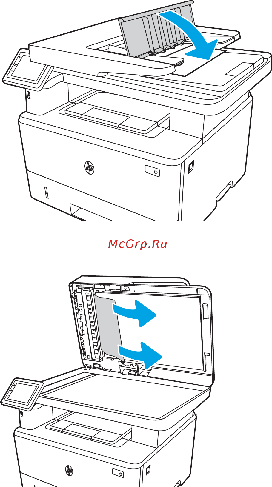 HP LaserJet Pro M428dw (W1A31A) [151/212] Устранение замятий бумаги в лотке 1