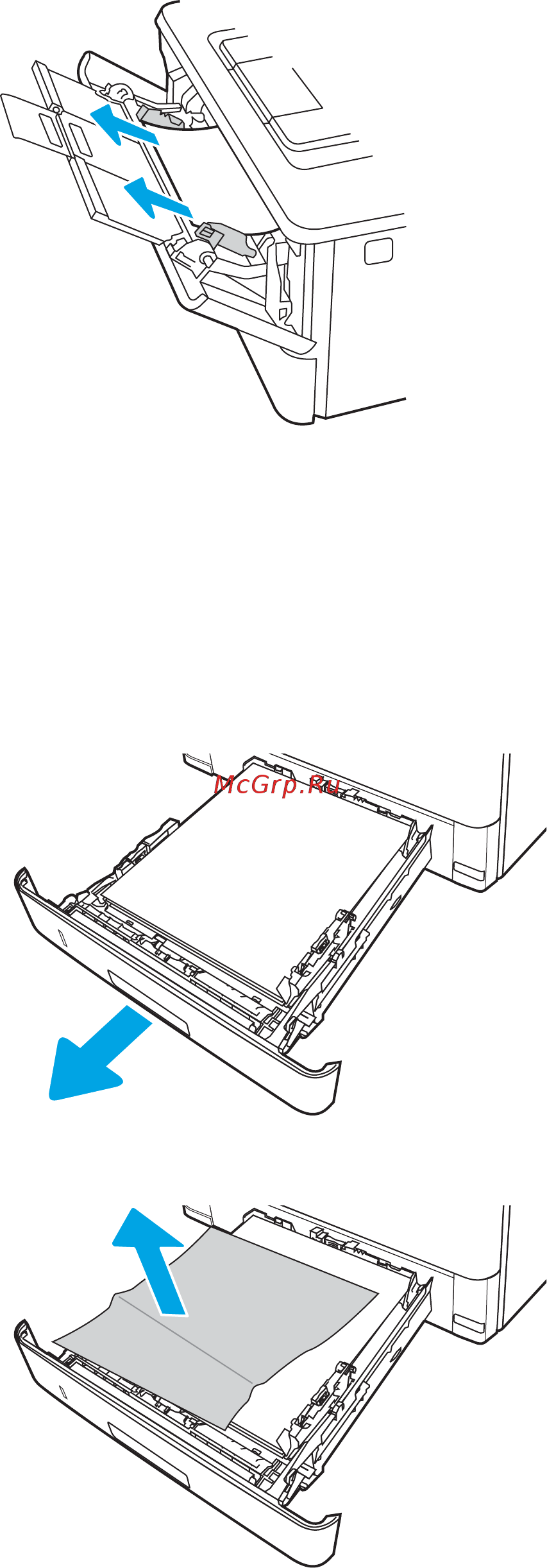 HP LaserJet Pro M428dw (W1A31A) [152/212] Устранение замятия бумаги в лотке 2