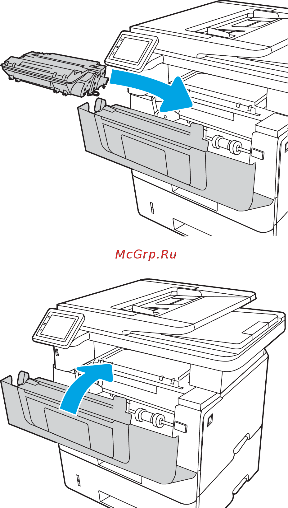 HP LaserJet Pro M428fdn (W1A32A) [160/212] Устранение замятия в области картриджей с тонером и в области термоблока