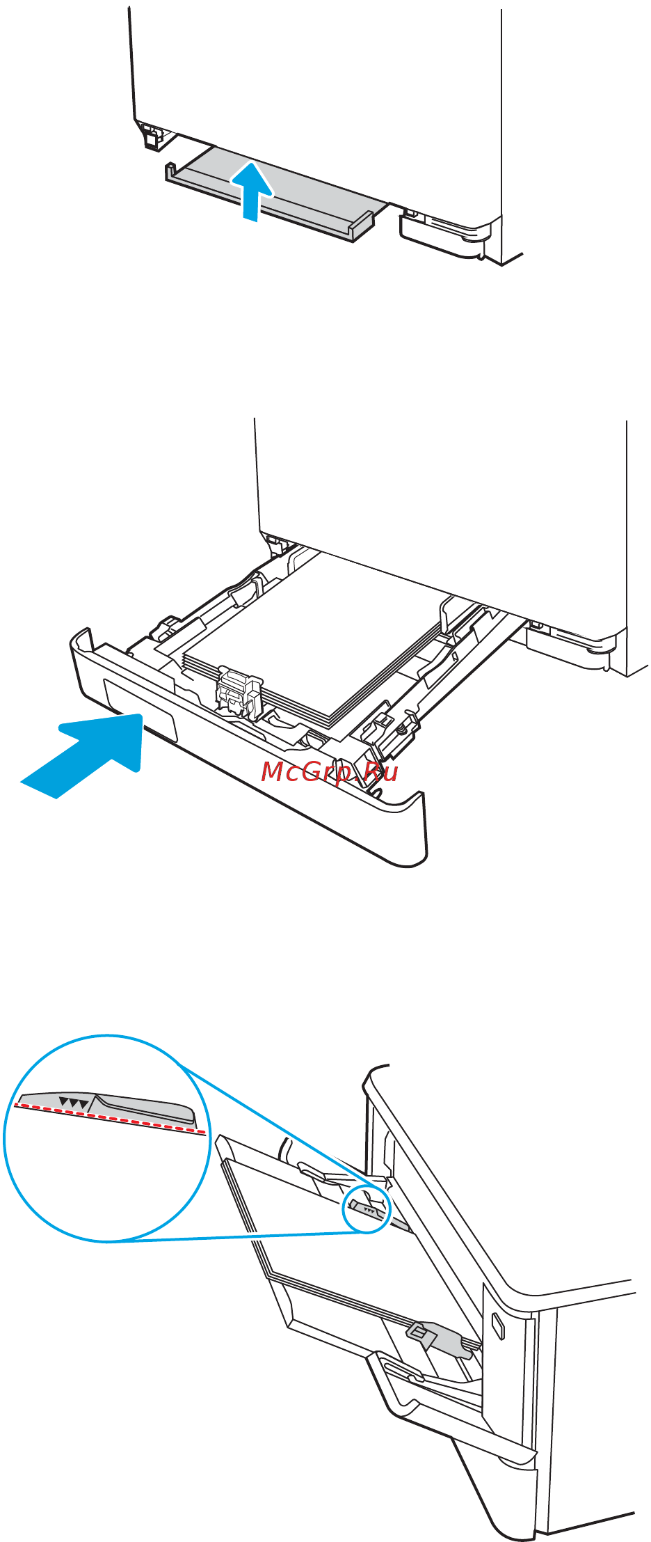 HP Color LaserJet Pro M479fdw [155/0] Устранение замятий бумаги в лотке 2 13 3