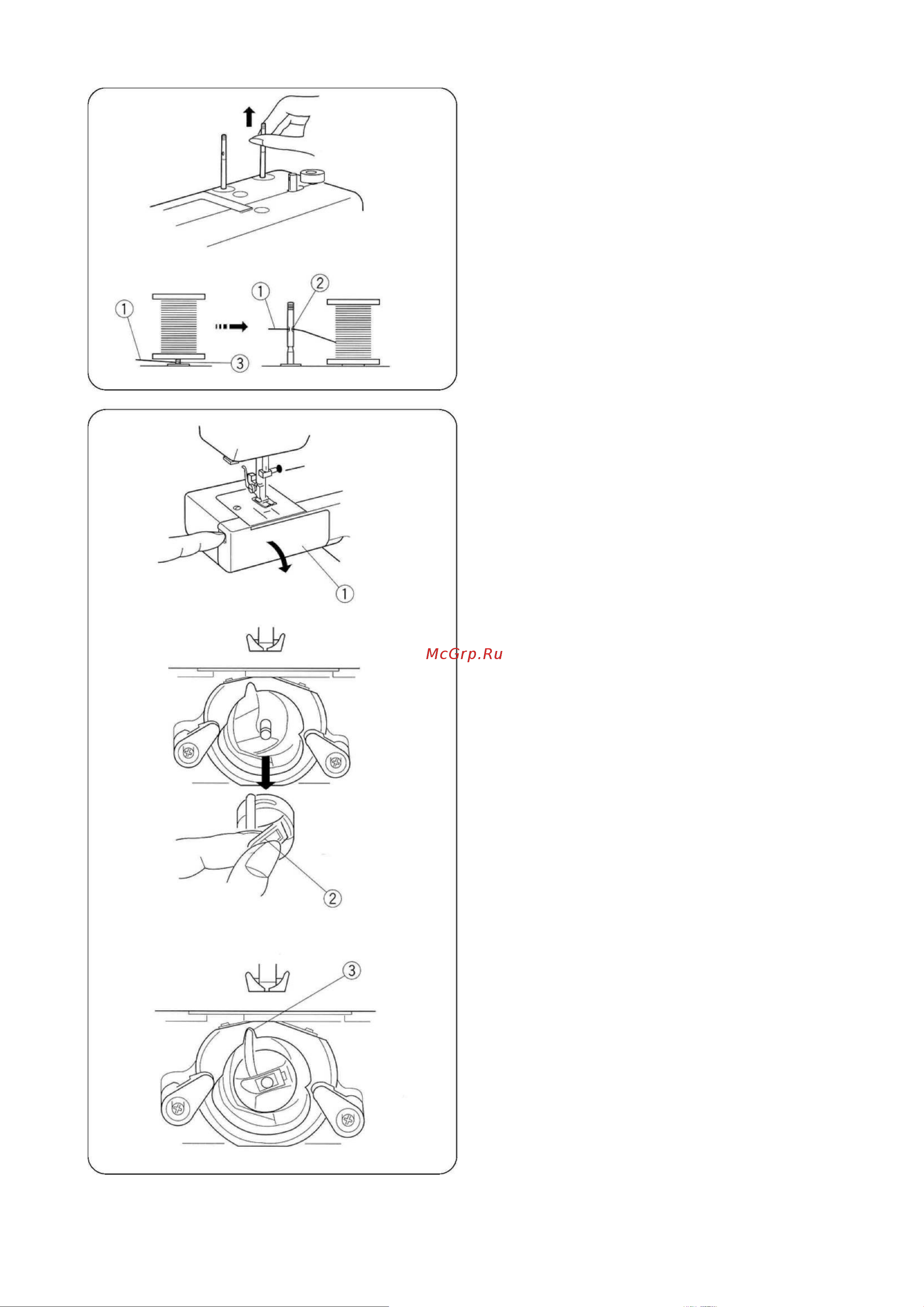 Janome JK203 [12/39] Установка и снятие шпульного колпачка