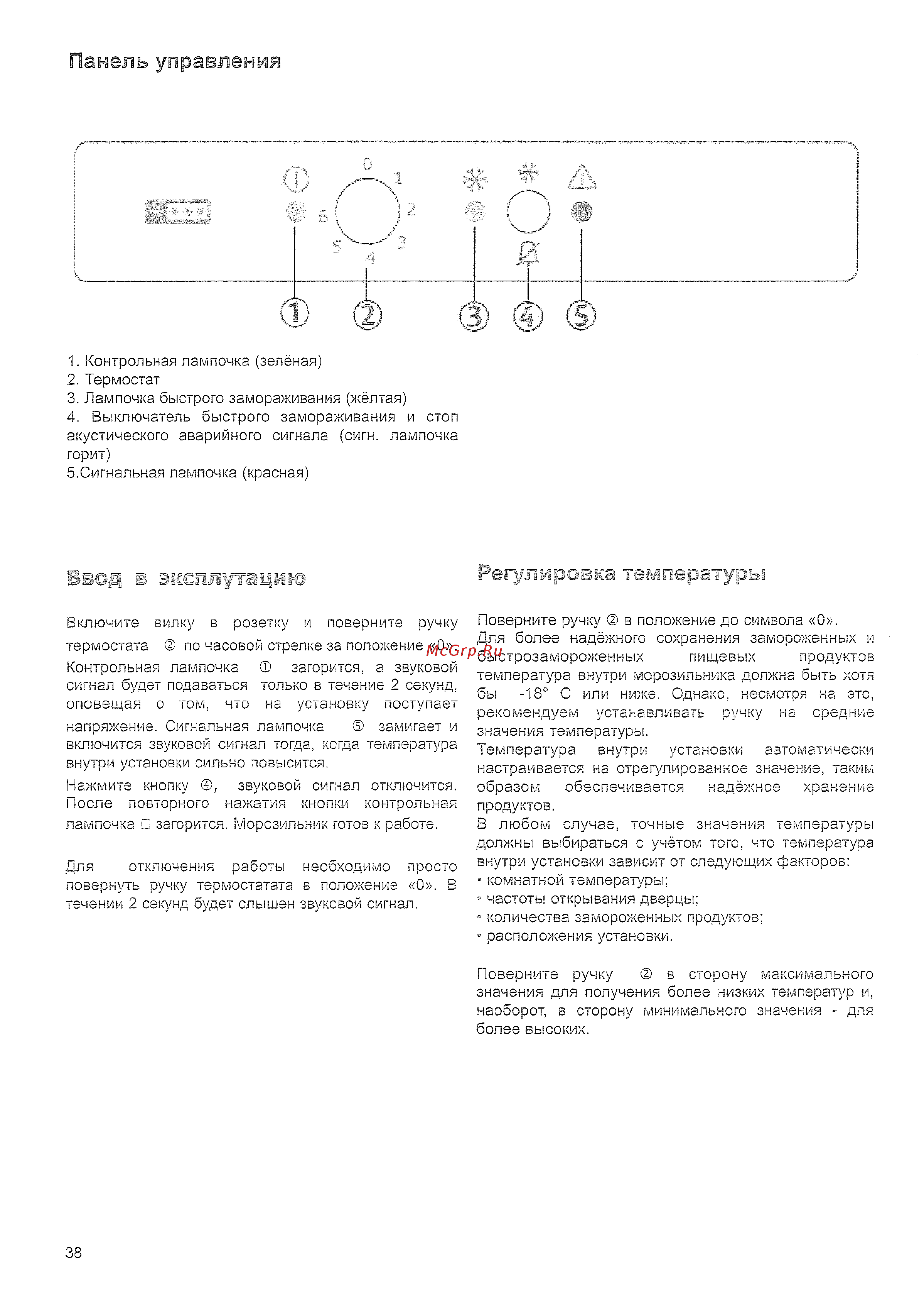 Electrolux EUN12500 [6/16] Панель управления