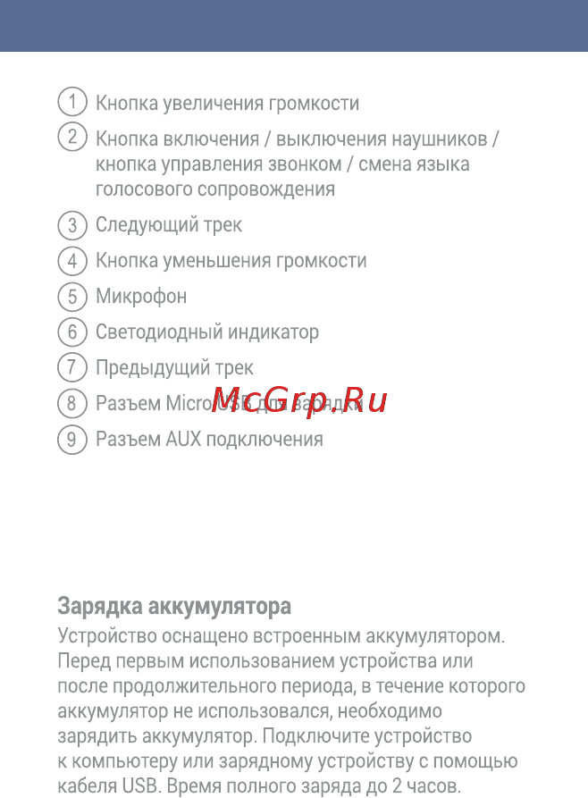 Interstep SBH-260 SoftFeel White [3/12] Зарядка аккумулятора