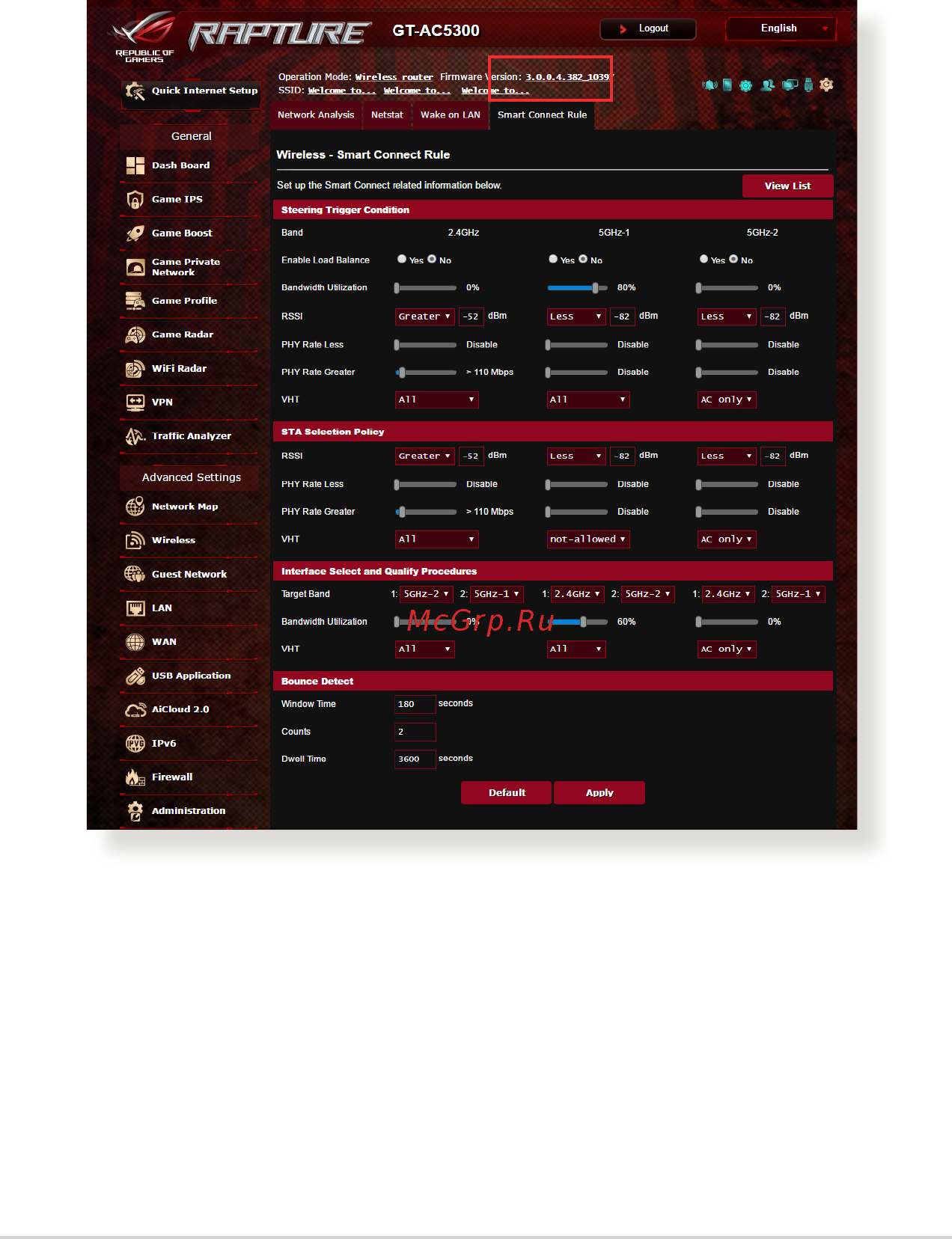 Asus GT-AC5300 (90IG03S1-BN2G00) [106/152] Правило smart connect