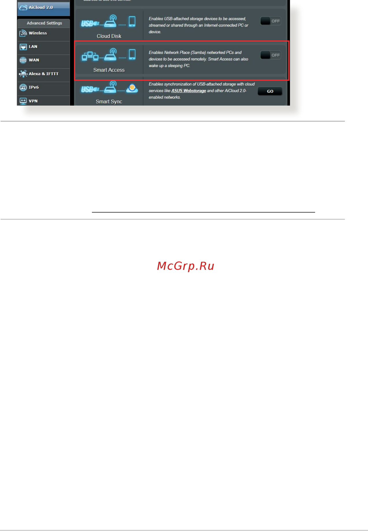 Asus Blue Cave (90IG03W1-BM3000) [51/138] Функция smart access позволяет получить доступ к домашней сети через доменное имя роутера