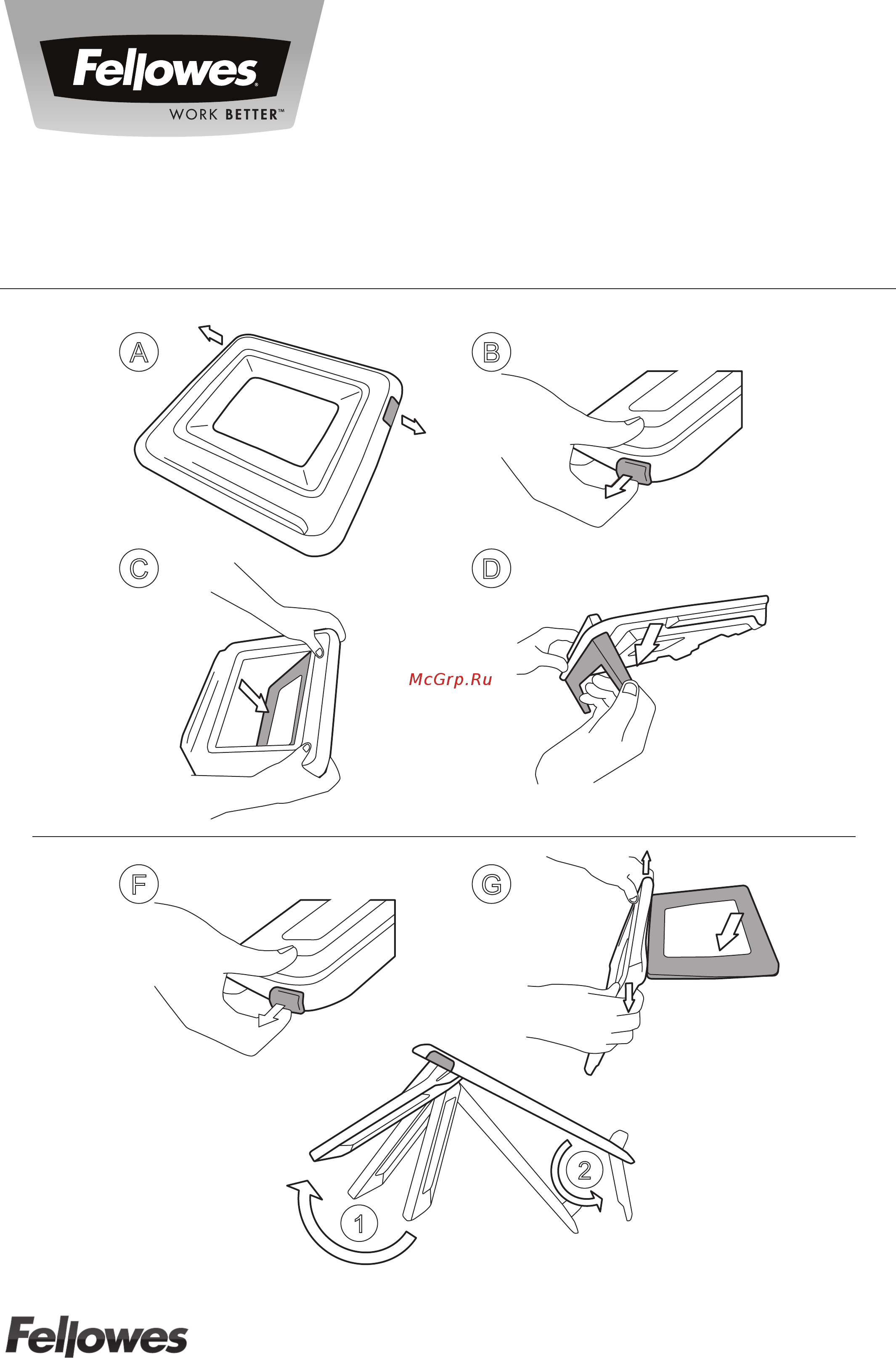 Fellowes I-SPIRE LAPTOP QUICK LIFT - WHITE (CRC82101) Руководство по эксплуатации онлайн