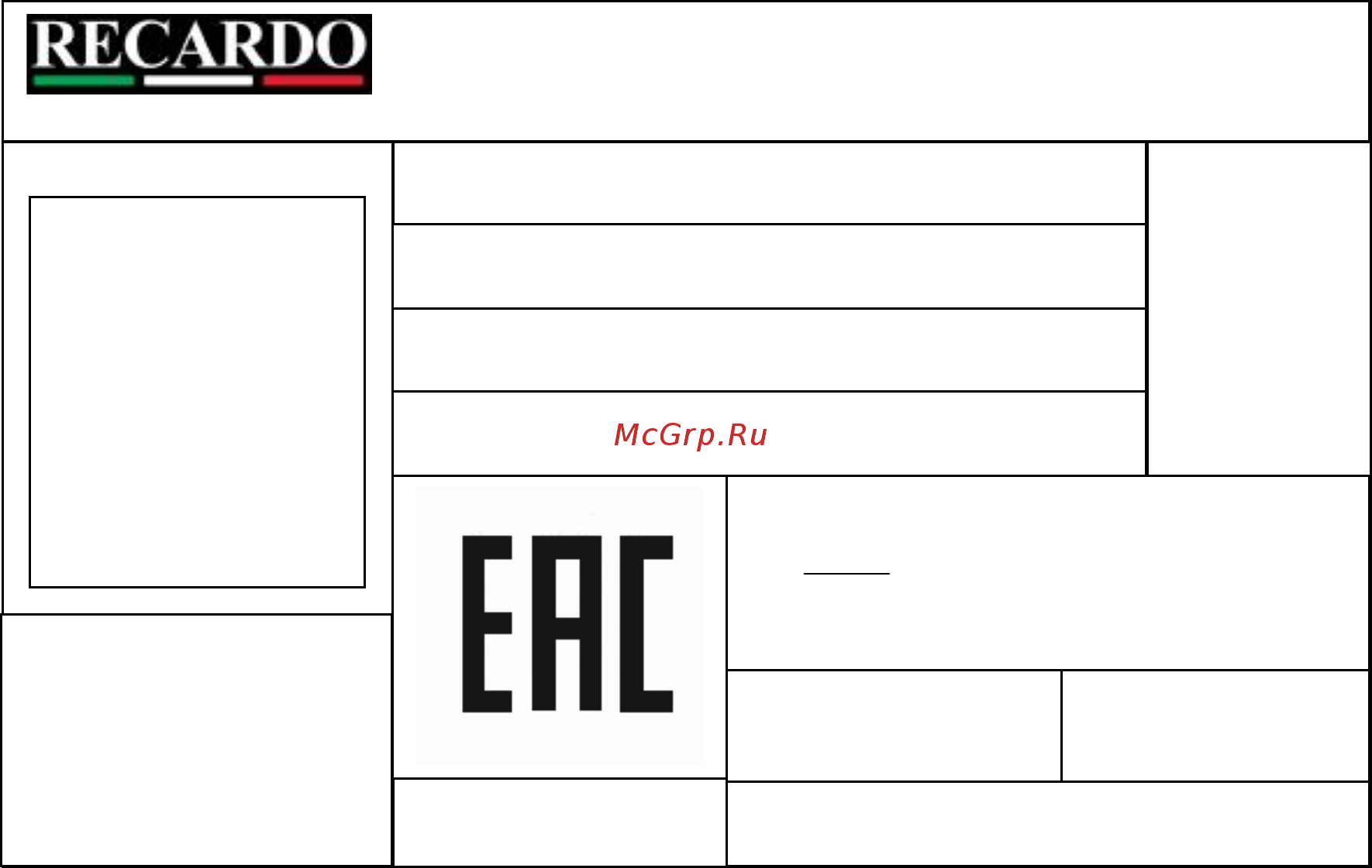 Recardo Junior GTSN DA01 [4/4] Этикетка на изделие малая recardo junior