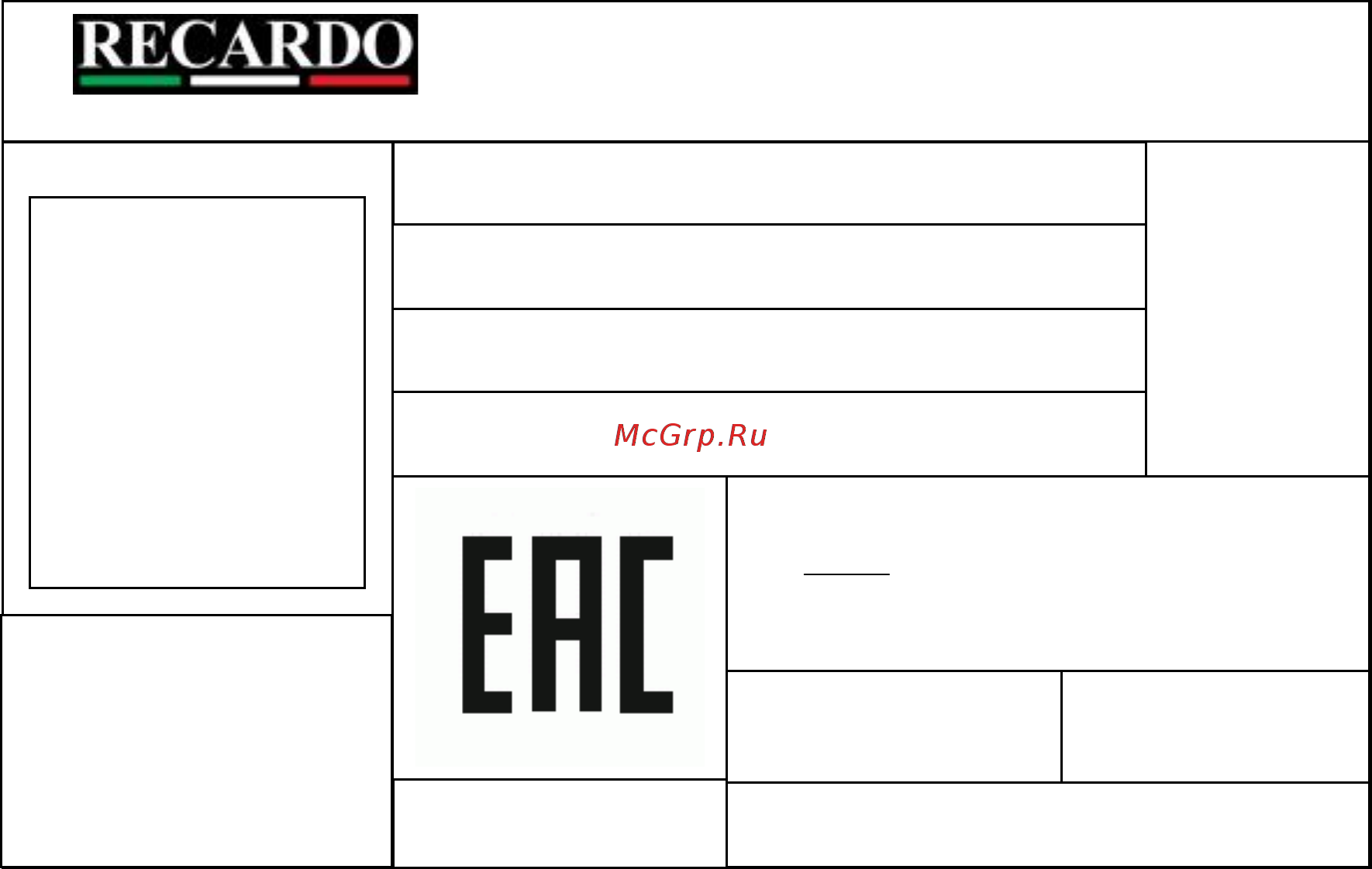 Recardo Leader DF PLN C11, Black [4/4] Этикетка на изделие малая recardo leader