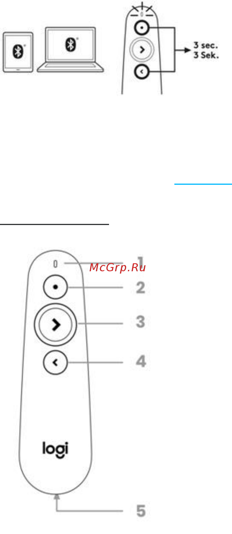 Logitech Wireless Presenter R500 Mid Grey (910-005387) Руководство по эксплуатации онлайн [2/4] 436761