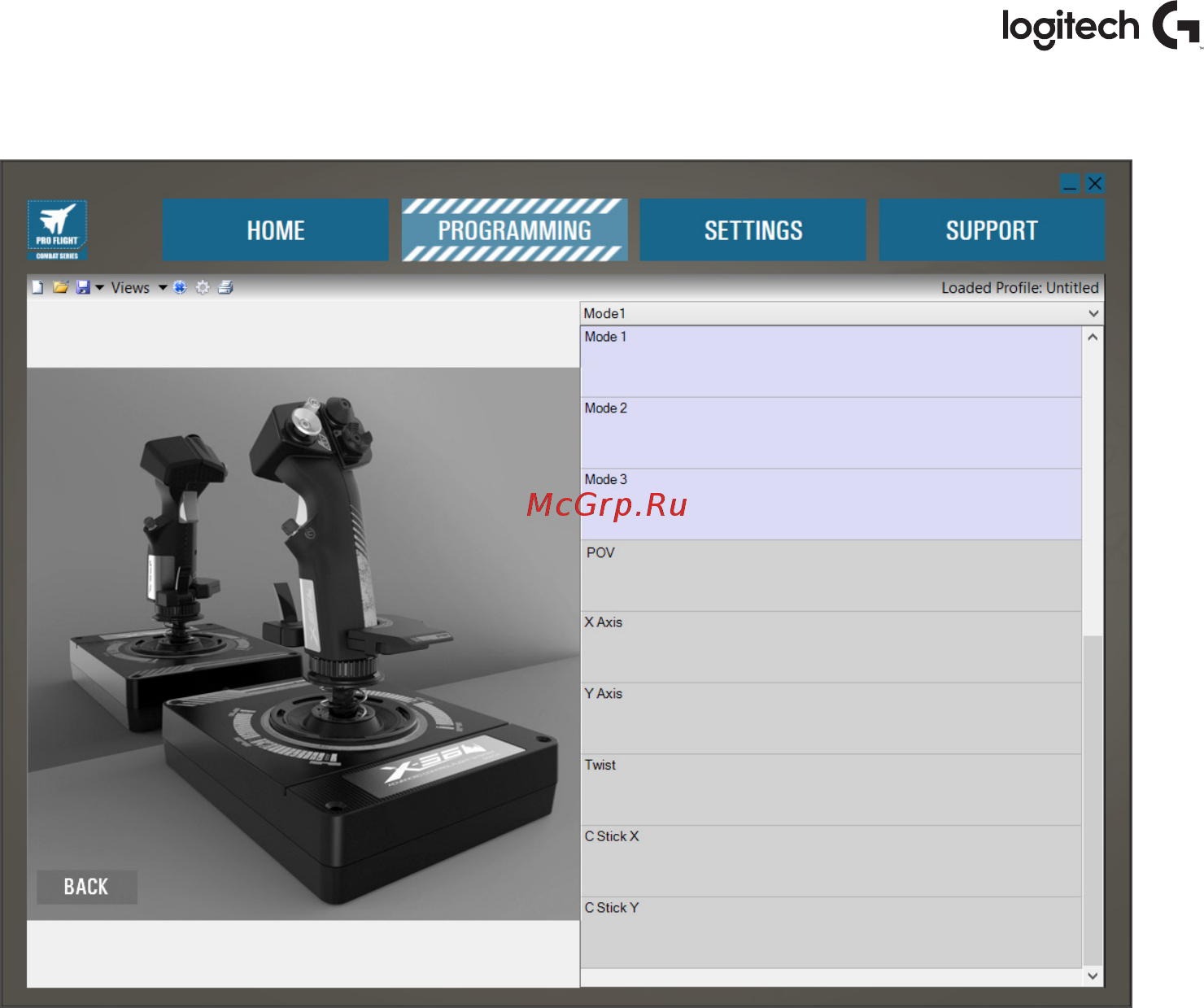 Logitech X56 HOTAS (945-000059) [12/563] Programming tab