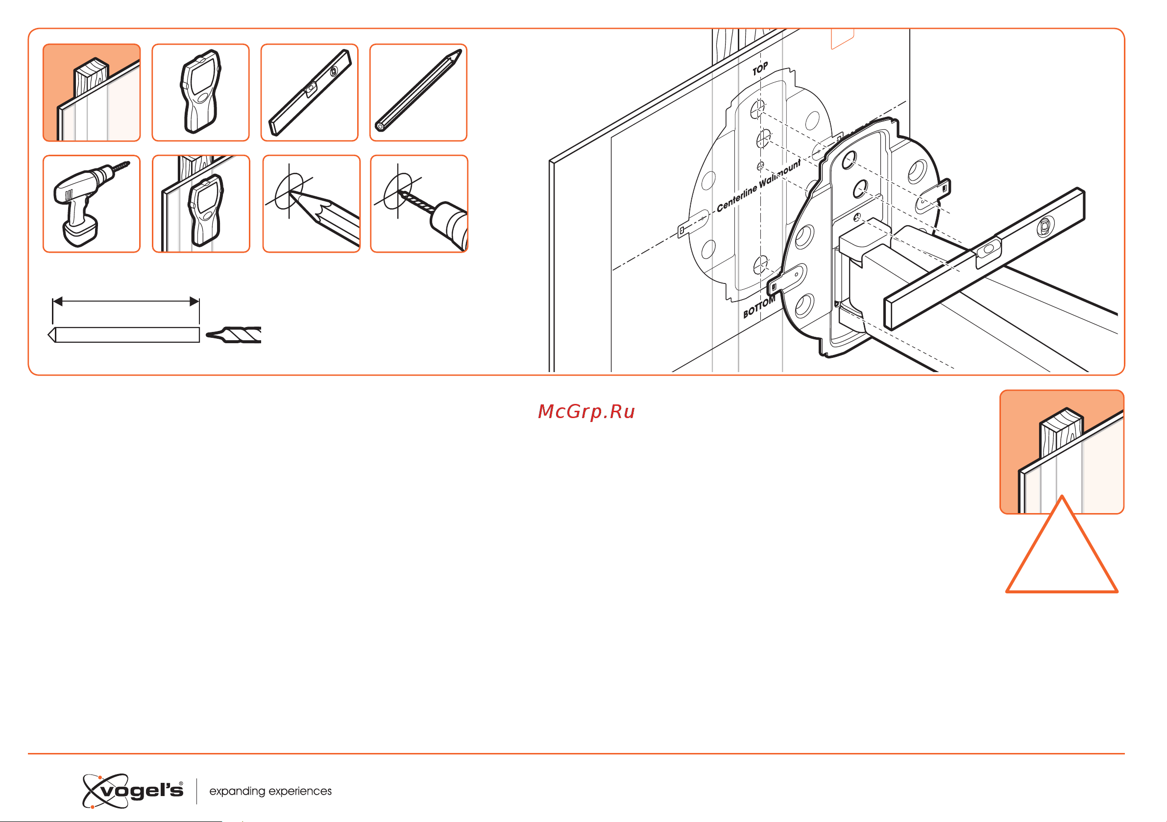 Vogels Next 7345 [8/28] Use the drilling template to drill the holes