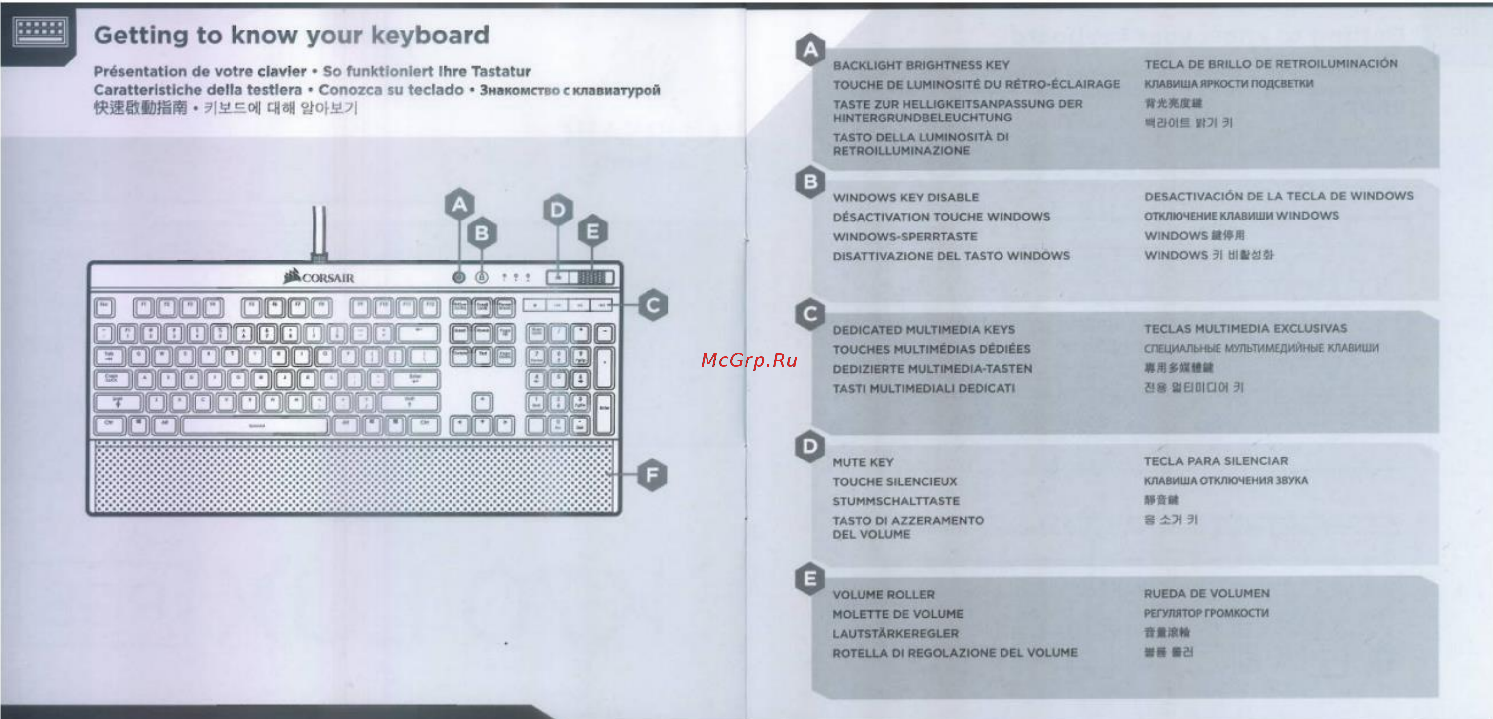 Corsair K70 LUX RGB Silent (CH-9101013-RU) Руководство по эксплуатации онлайн