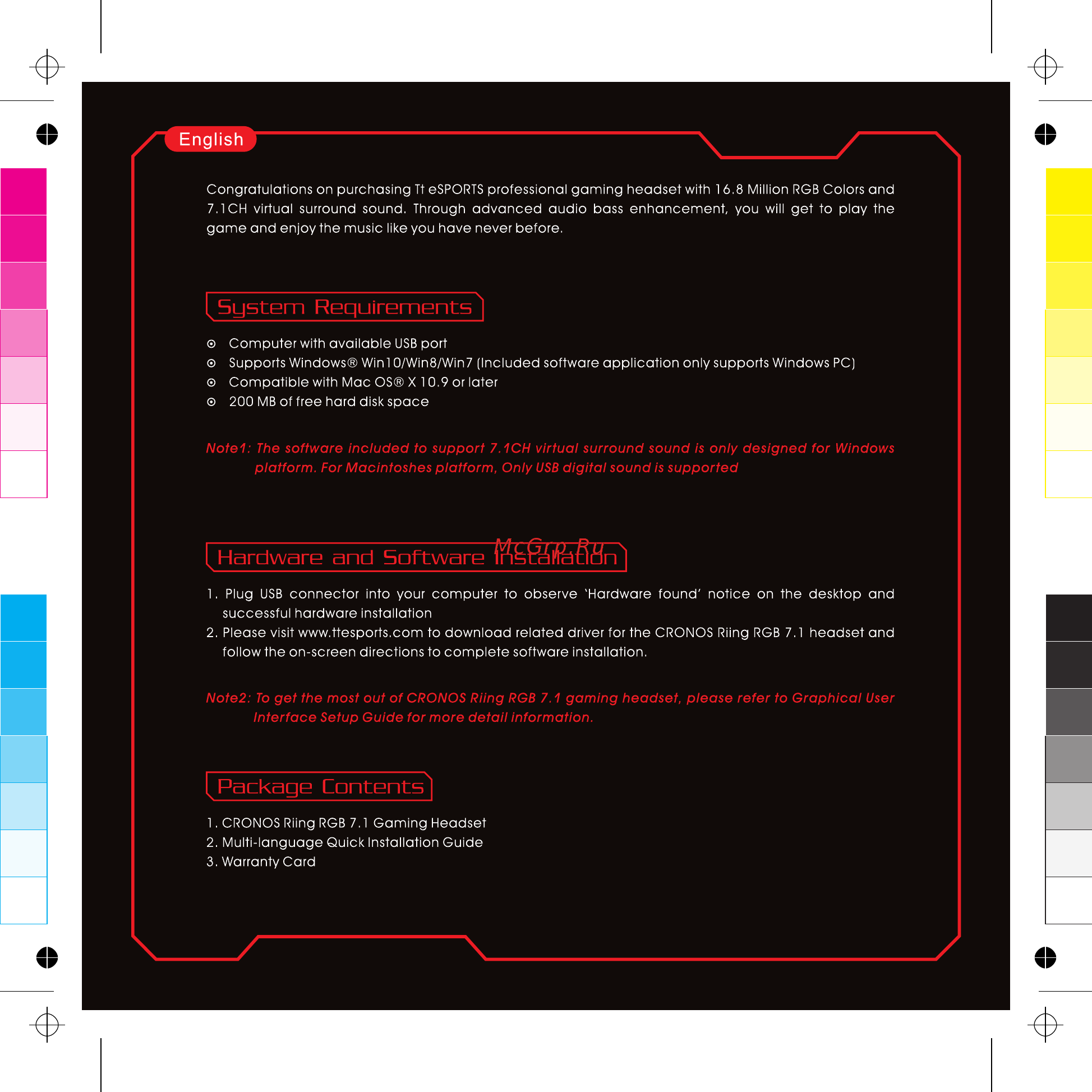 Thermaltake eSPORTS Cronos Riing RGB 7.1 / Digital 3D 7.1 [3/9] System requirements
