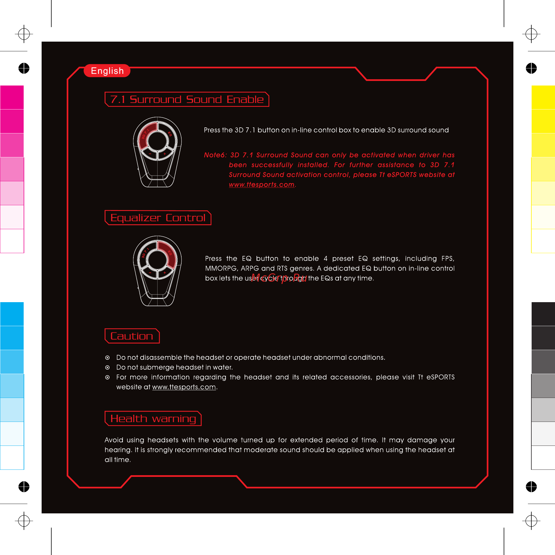 Thermaltake eSPORTS Cronos Riing RGB 7.1 / Digital 3D 7.1 [5/9] Surround sound enable