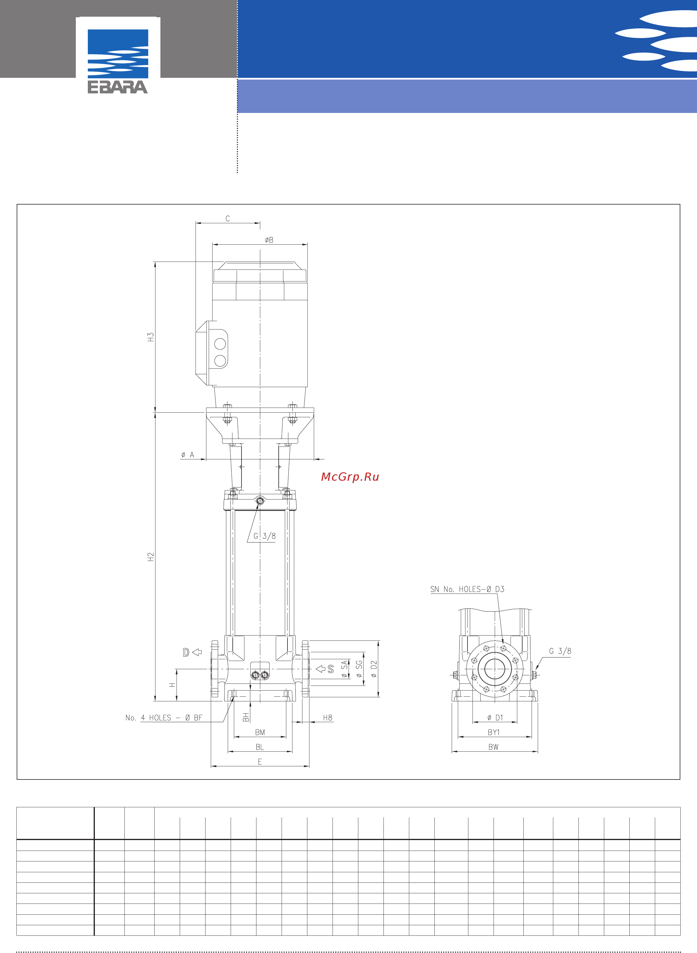 Ebara EVM 3 5N5/0,55 [19/35] Dimensions evm 32 45 64