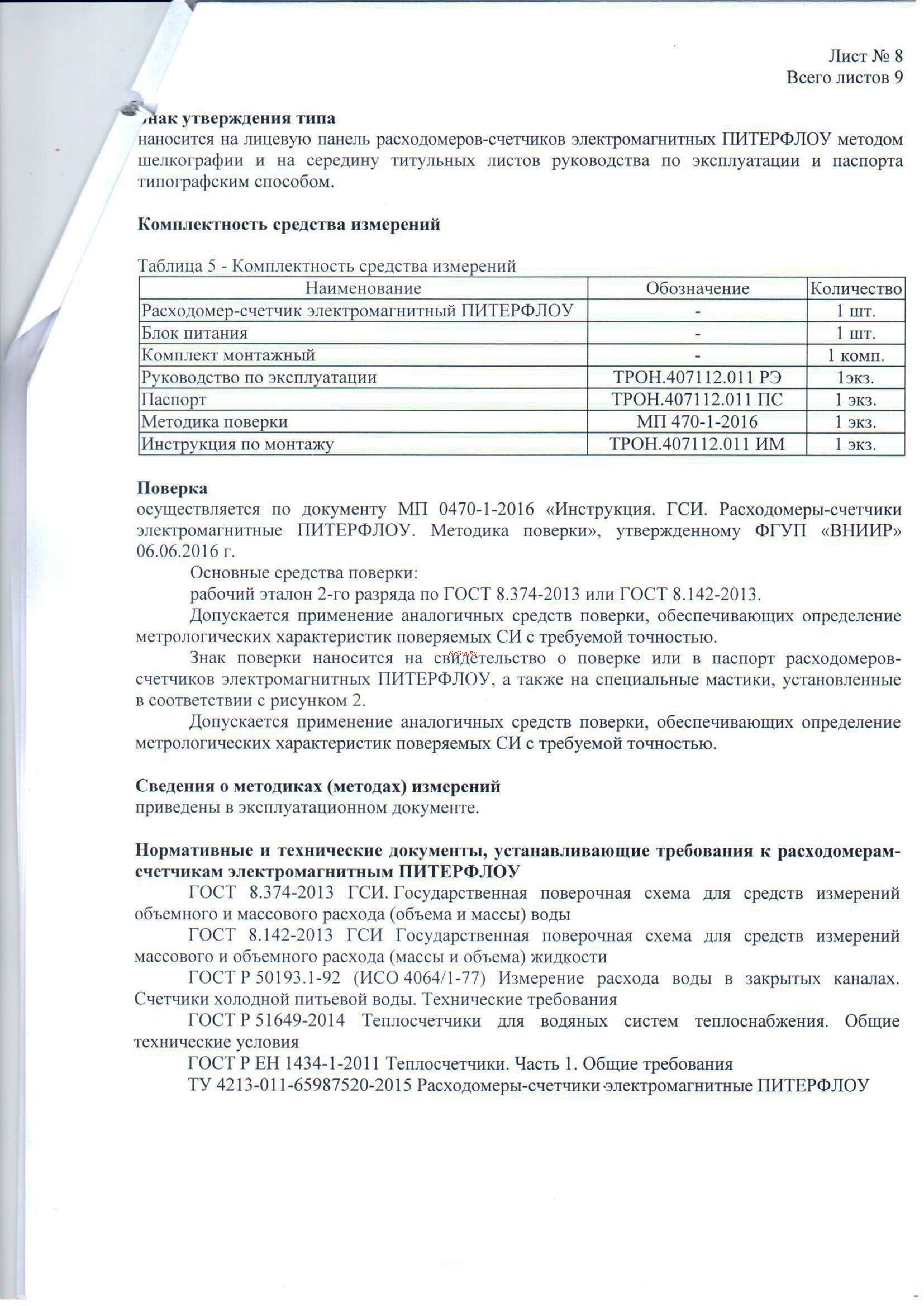 Термотроник Питерфлоу К20-6 Описание типа онлайн [8/10] 443916