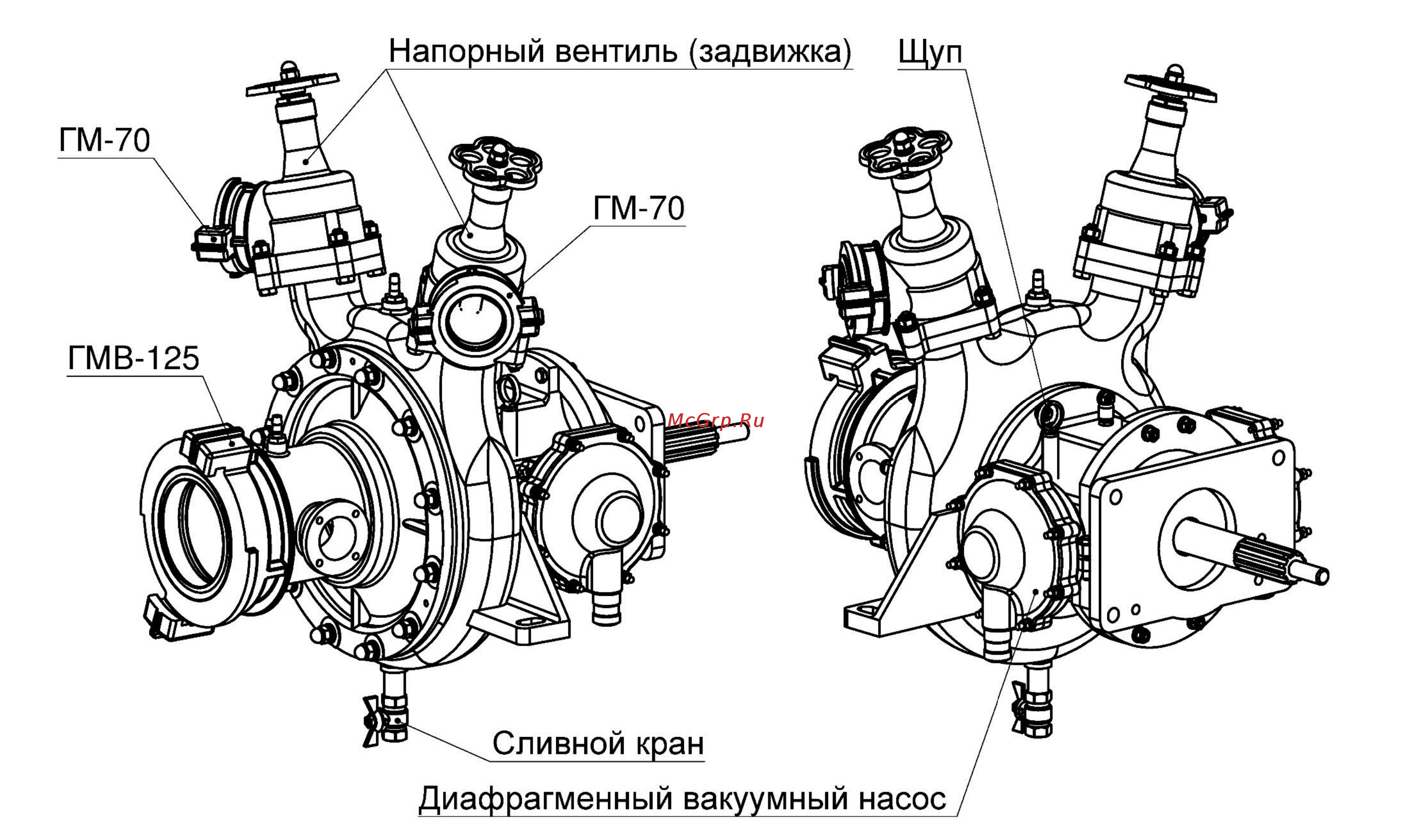 Каланча МП 40/100 «ГЕЙЗЕР» на тракторном прицепе, комплектация П [10/32] Пожарный насос нп 40 100