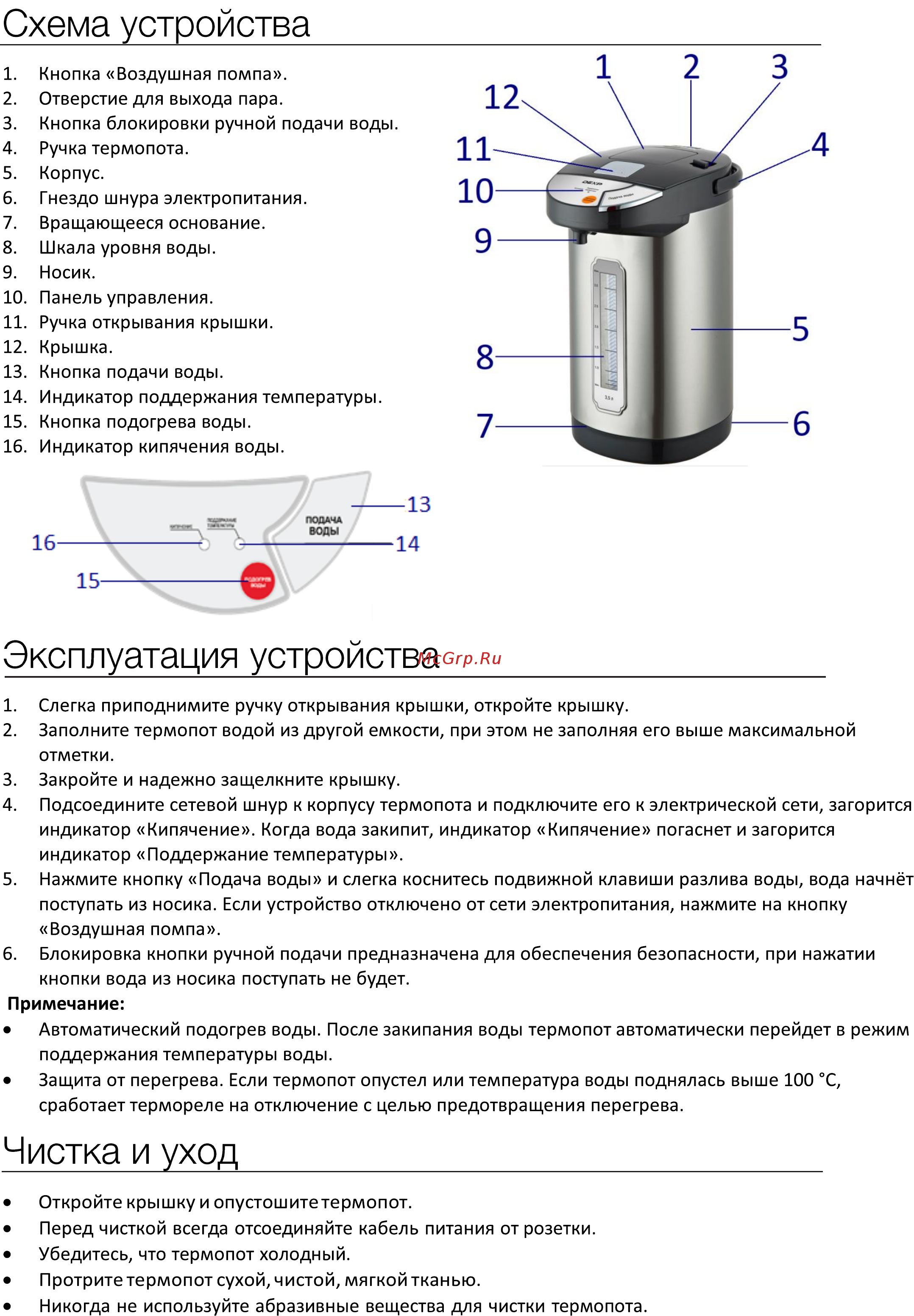 DEXP THP-3500 [4/8] Схема устройства