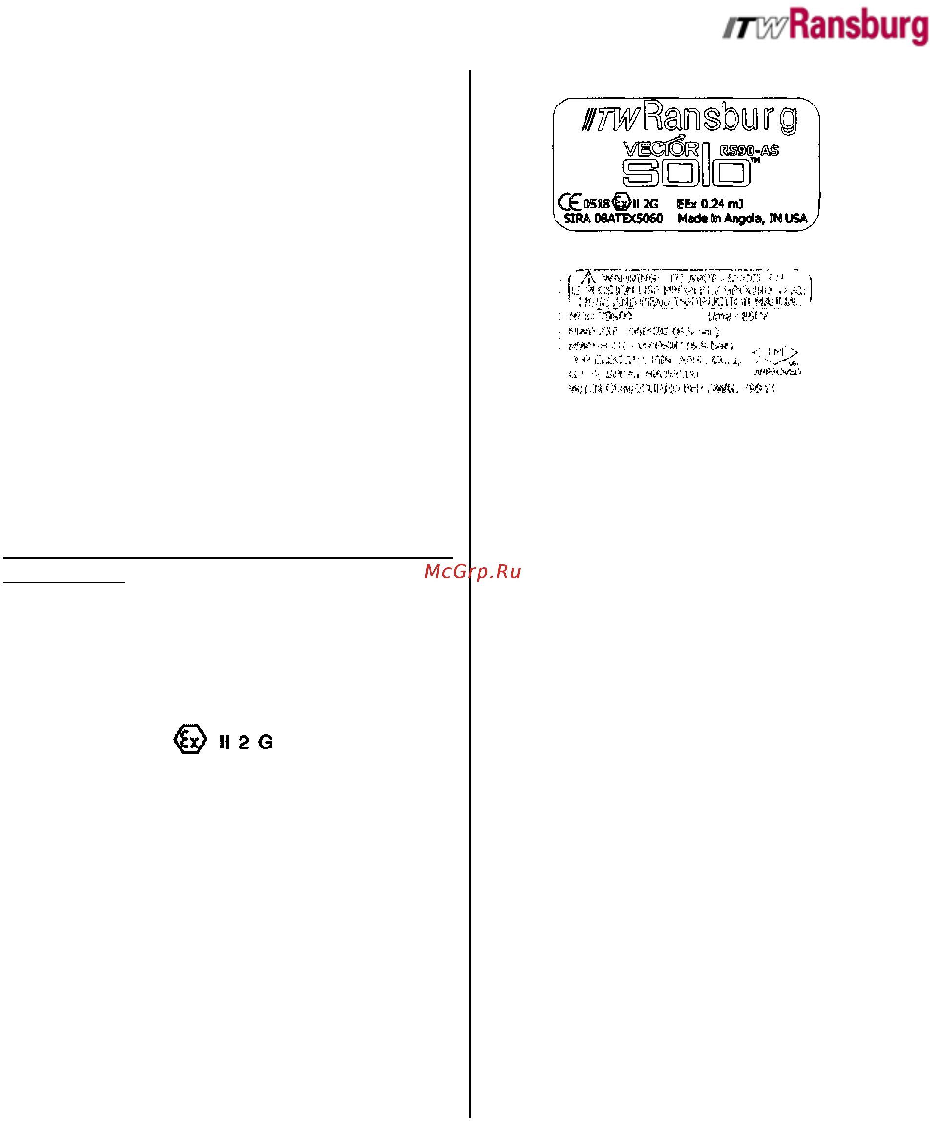 Ransburg VECTOR SOLO 65 kV 79900 [11/65] Конфигурация fm