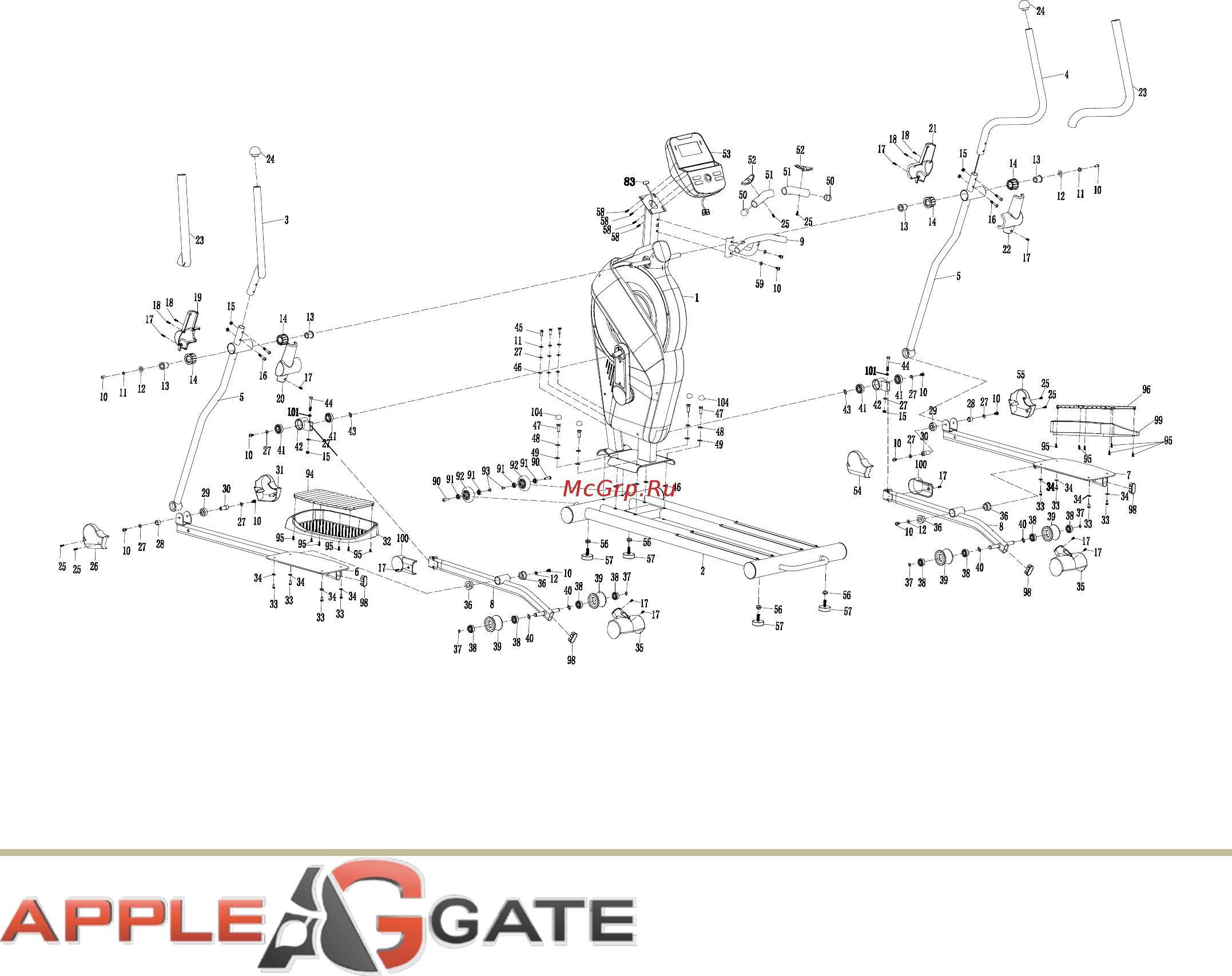 APPLEGATE X52 A [20/25] Схема тренажера в разобранном виде