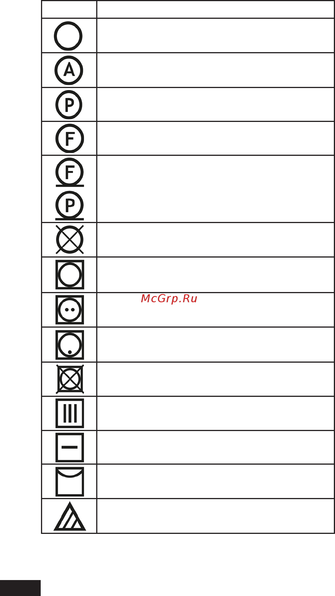 DEXP WM-E712SMA/WW [38/40] Значение прочих пиктограмм указанных на одежде