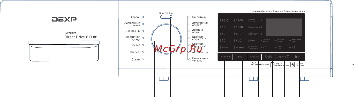 DEXP WM-F612DSH/GB [14/28] 3 4 5 6 7 8