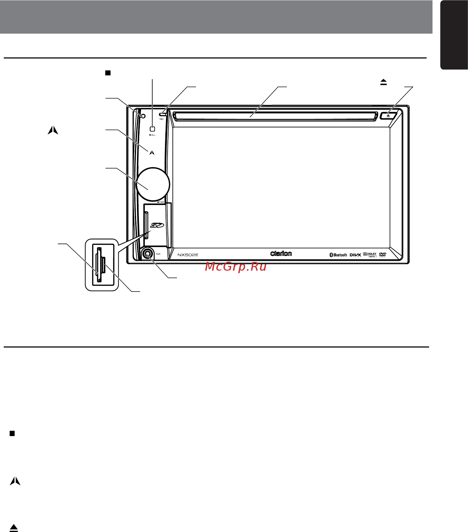 Clarion NX502E [8/144] Controls