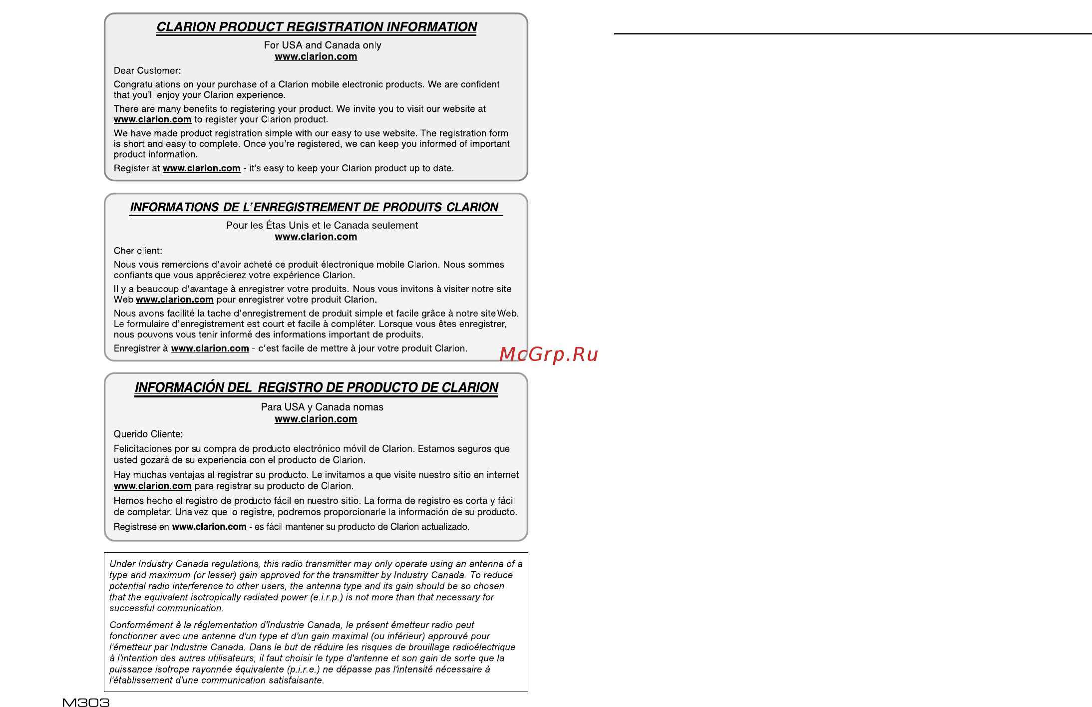Clarion M303 [2/22] English