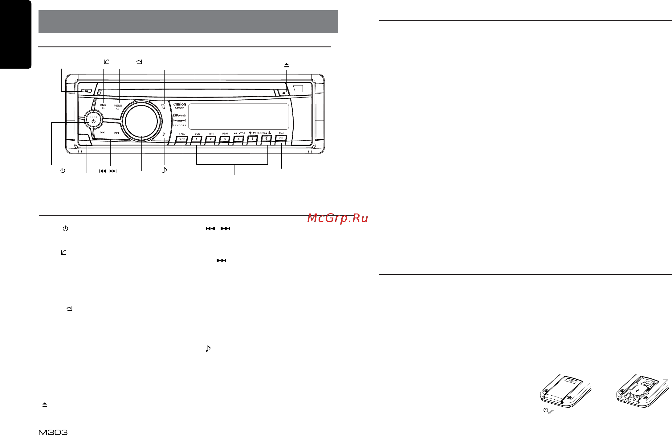 Clarion M303 [6/22] Controls