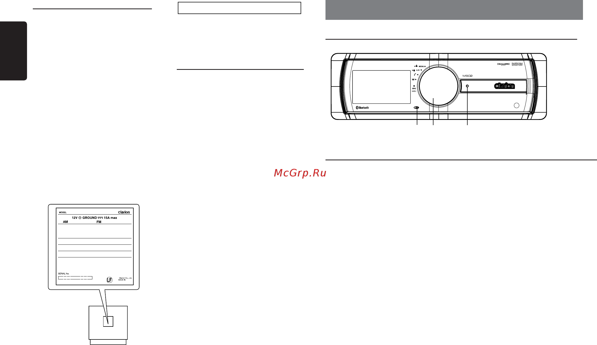 Clarion M502 [4/55] Controls