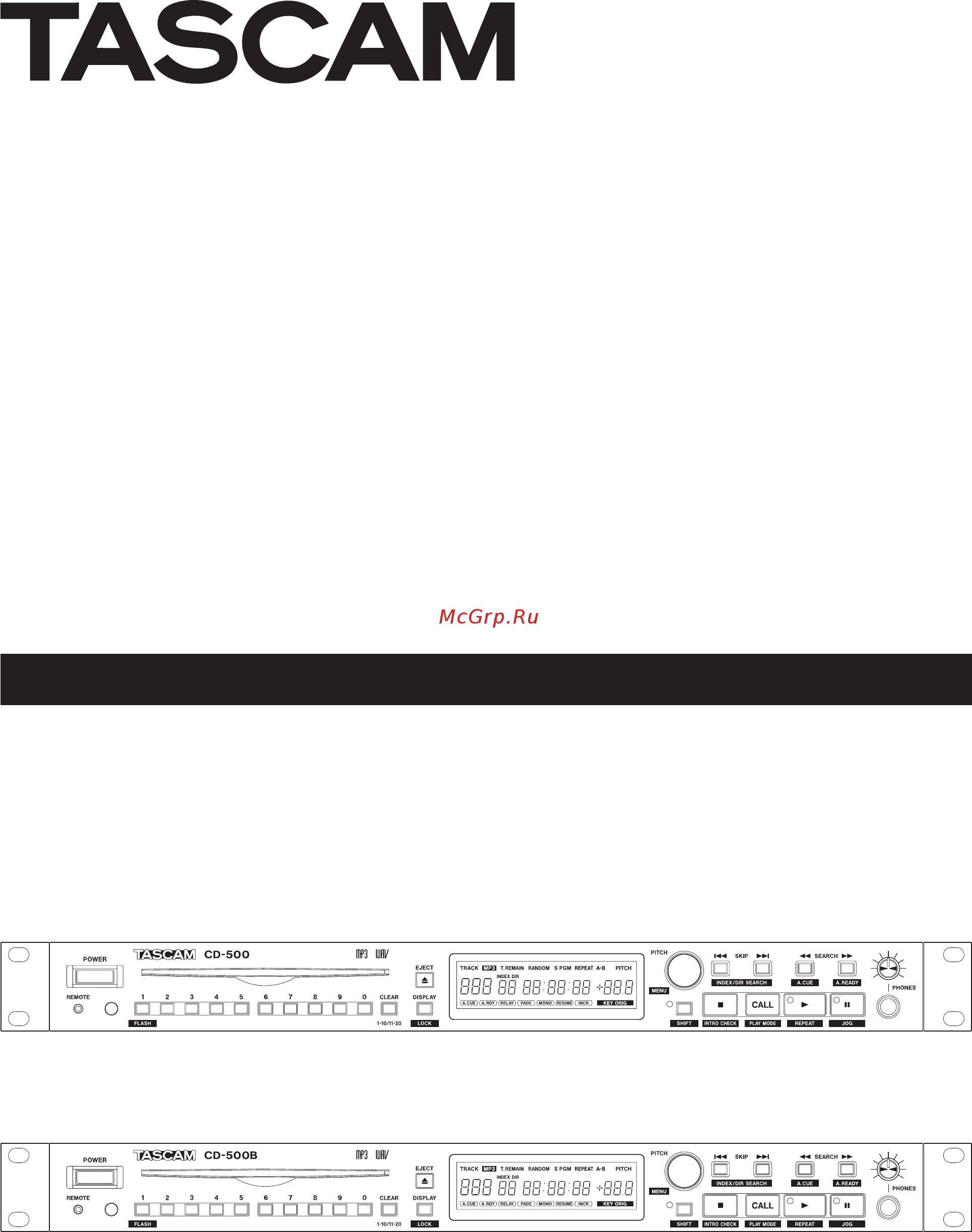 Tascam CD-500B Руководство пользователя онлайн