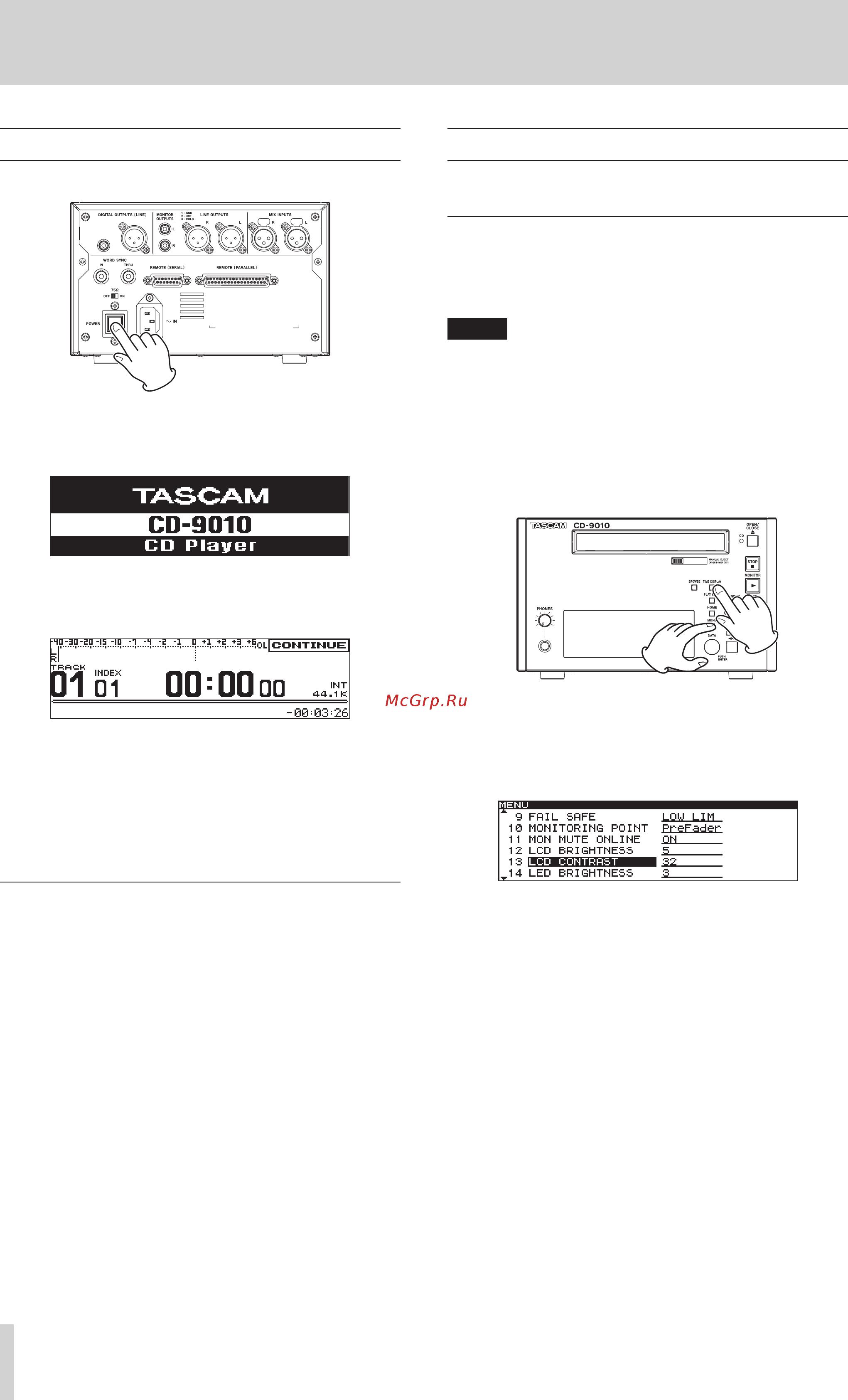 Tascam CD-9010 [14/40] Preparations