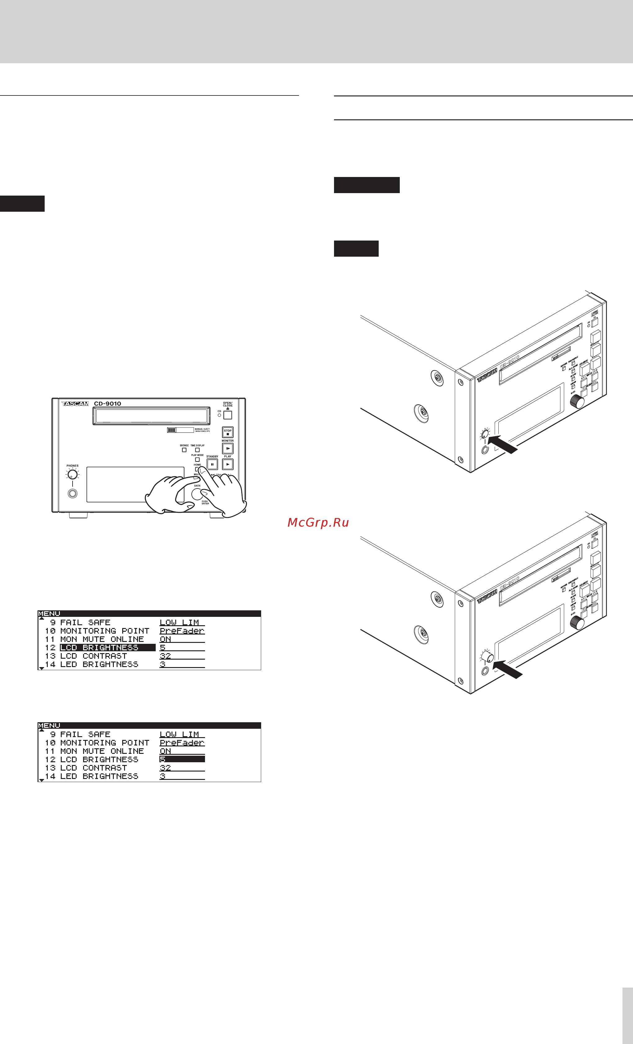 Tascam CD-9010 [15/40] Adjusting display and indicator brightness