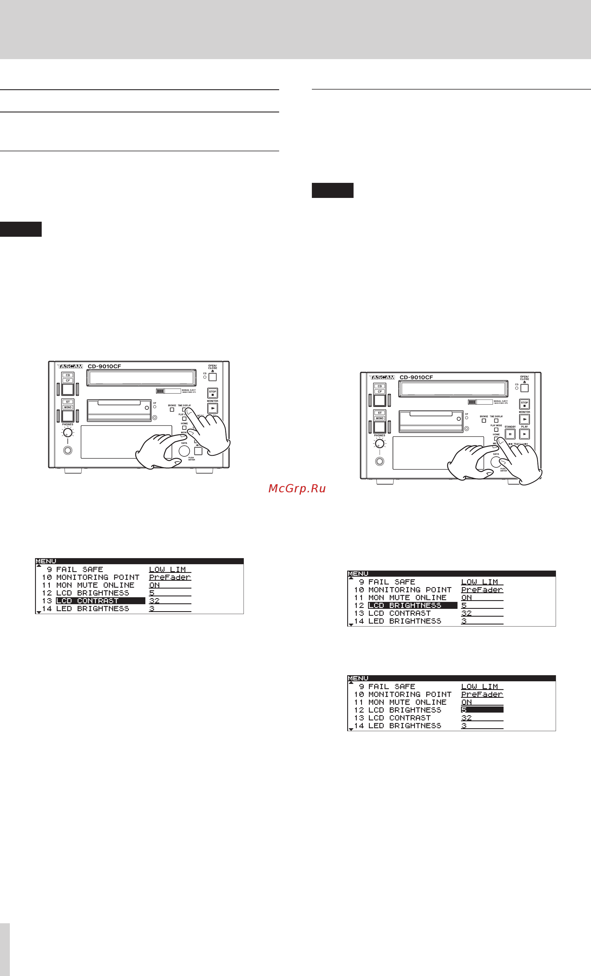 Tascam CD-9010CF [18/56] Adjusting the display
