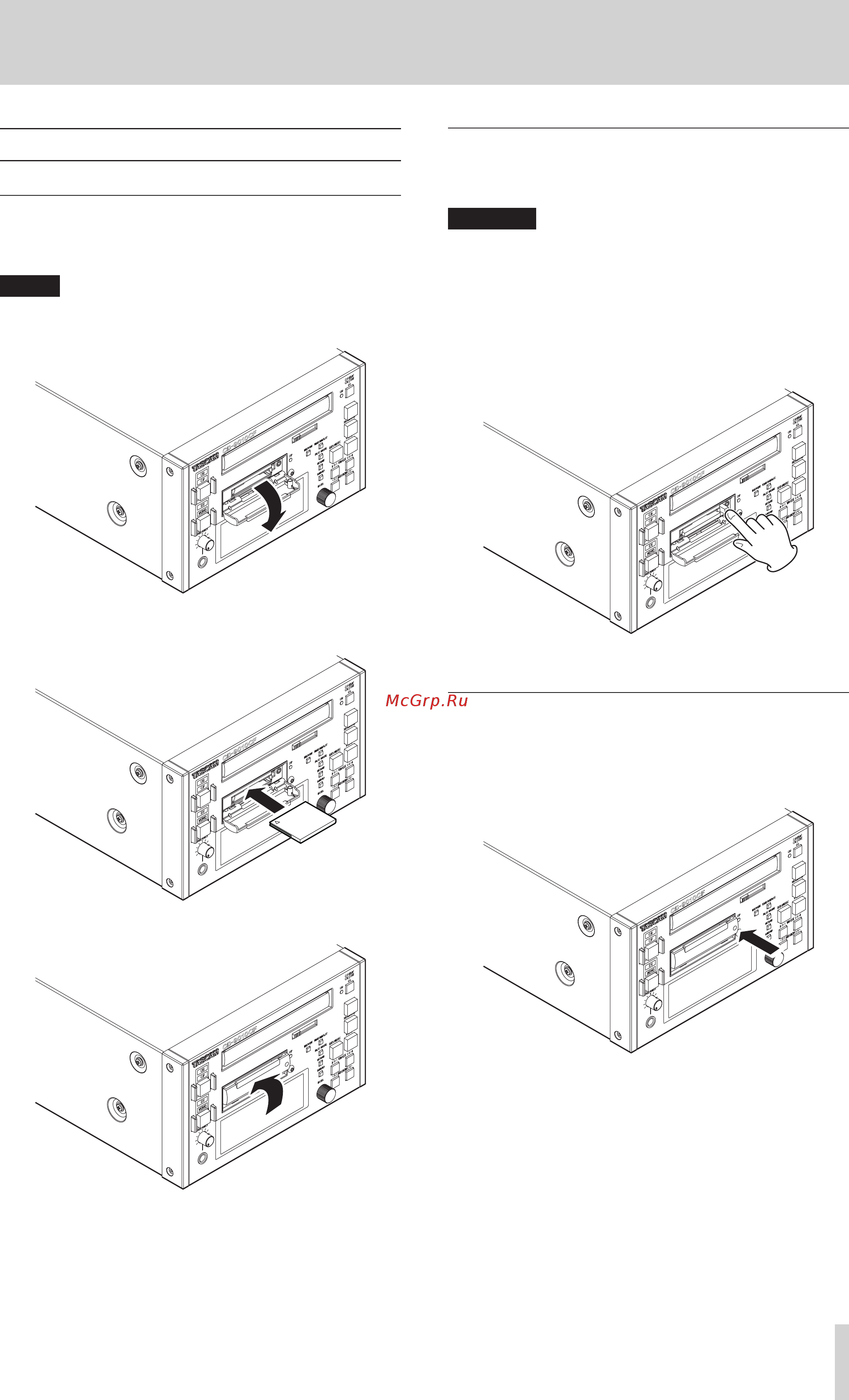 Tascam CD-9010CF [19/56] Inserting and ejecting cf cards