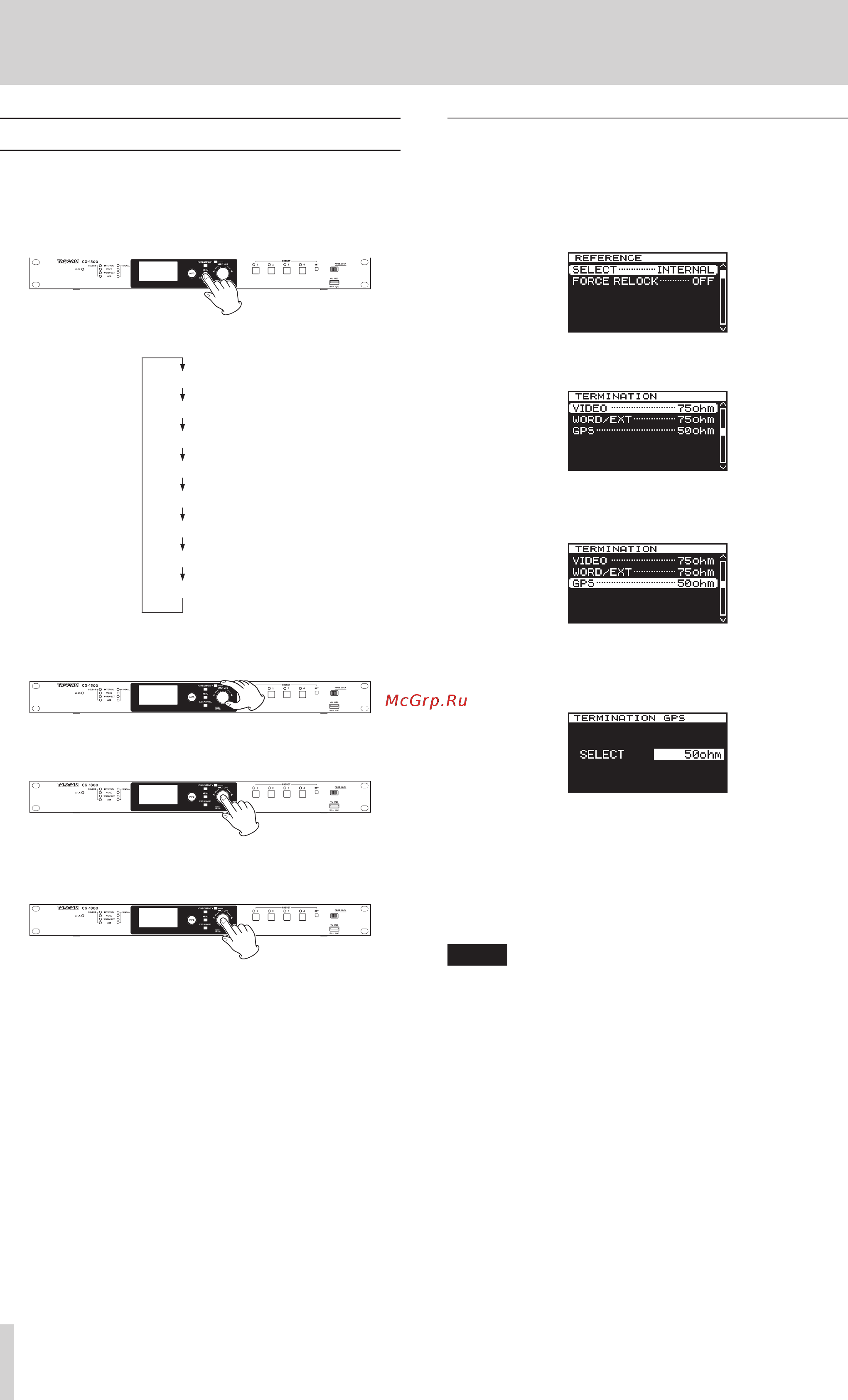 Tascam CG-1000 [12/28] Basic menu screen operation