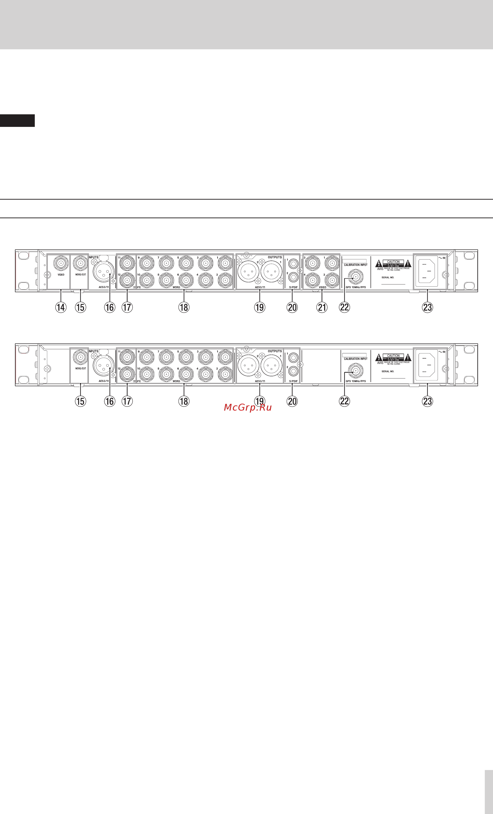 Tascam CG-1000 [9/28] Rear panel