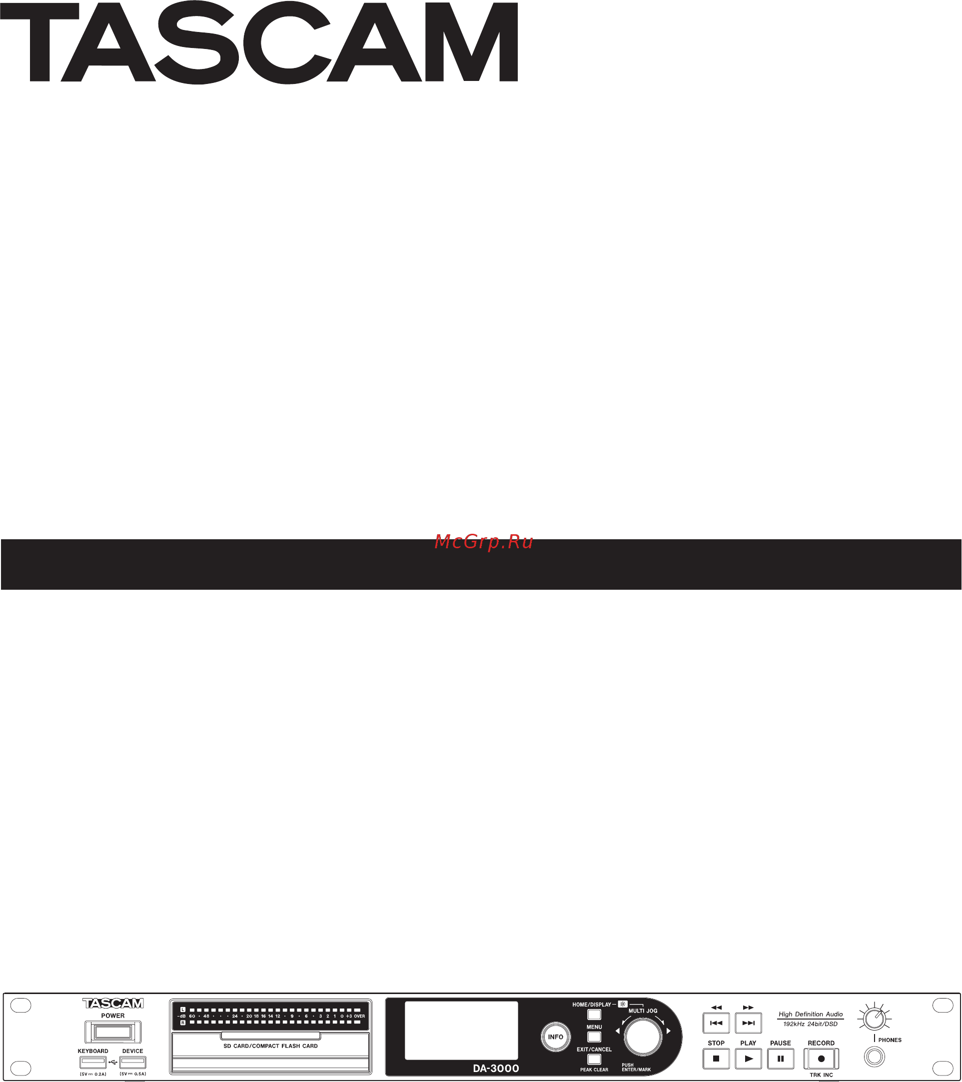 Tascam DA-3000 Руководство пользователя онлайн
