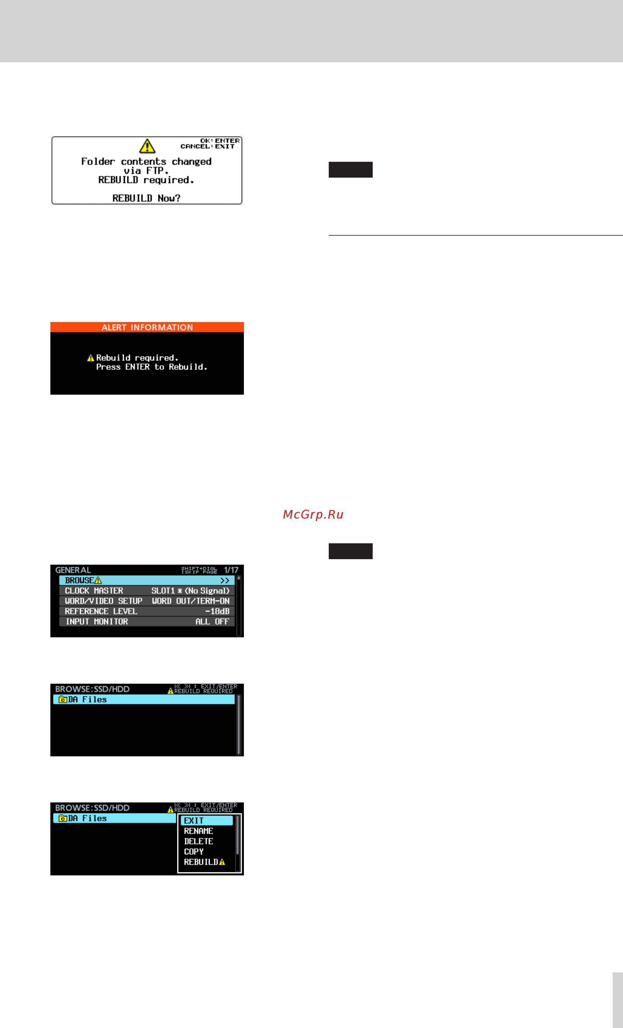 Tascam DA-6400dp [43/64] Internal settings